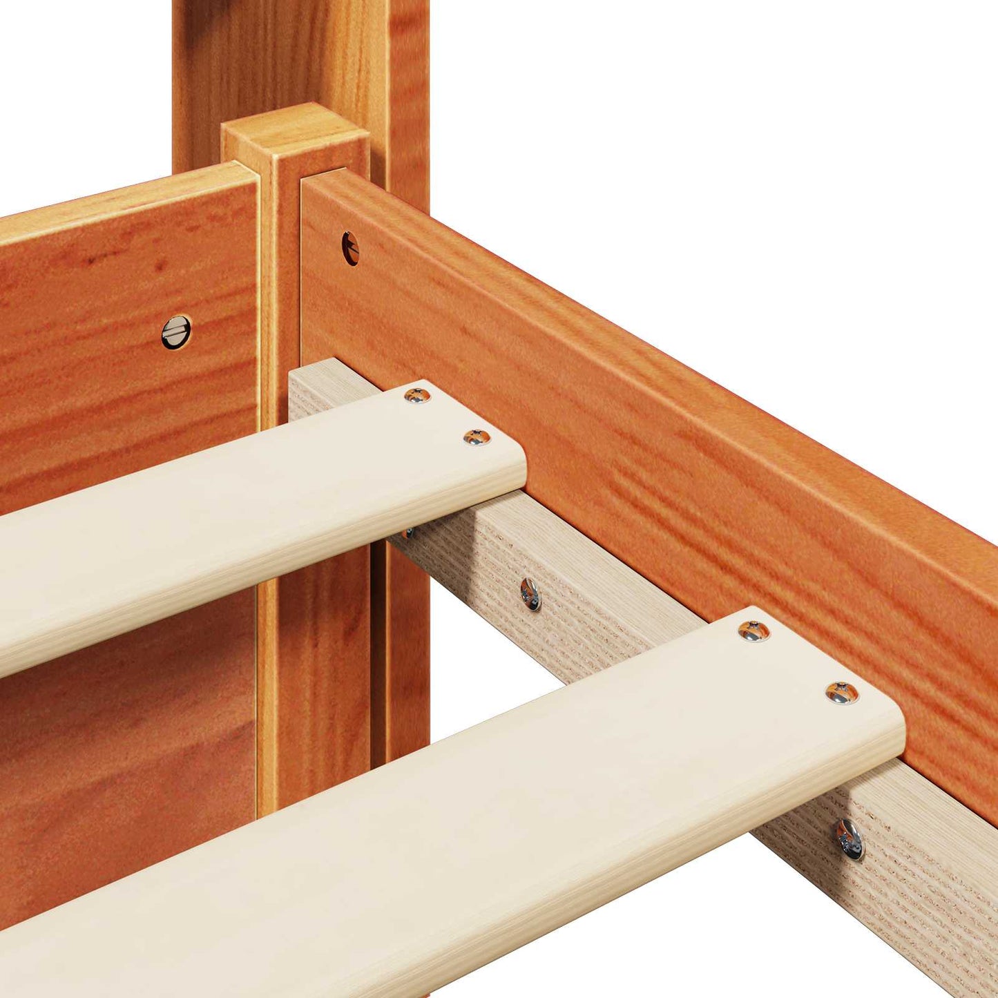 Bed Frame with Headboard Wax Brown 200 x 200 cm Solid Pine Wood