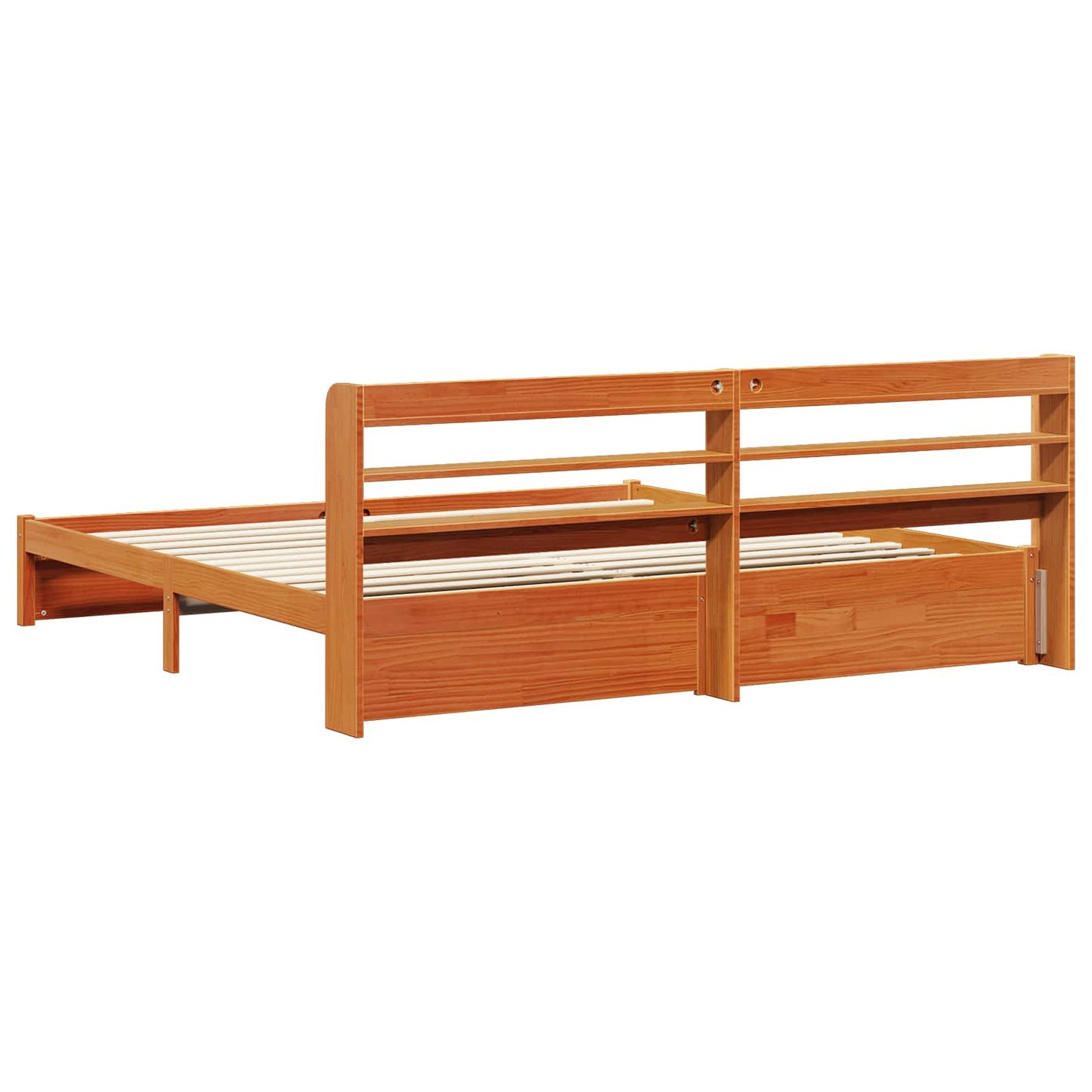 Bed Frame with Headboard Wax Brown 200 x 200 cm Solid Pine Wood