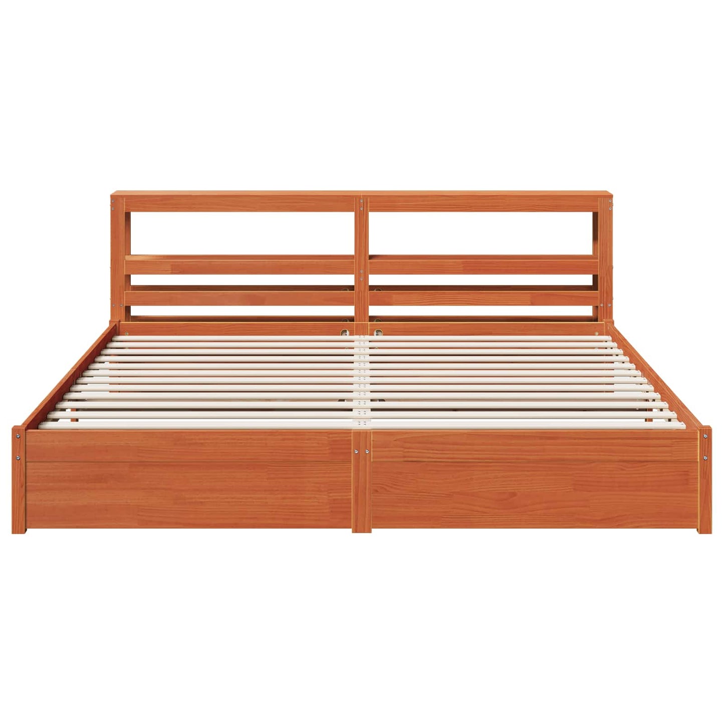Bed Frame with Headboard Wax Brown 180 x 200 cm Solid Pine Wood