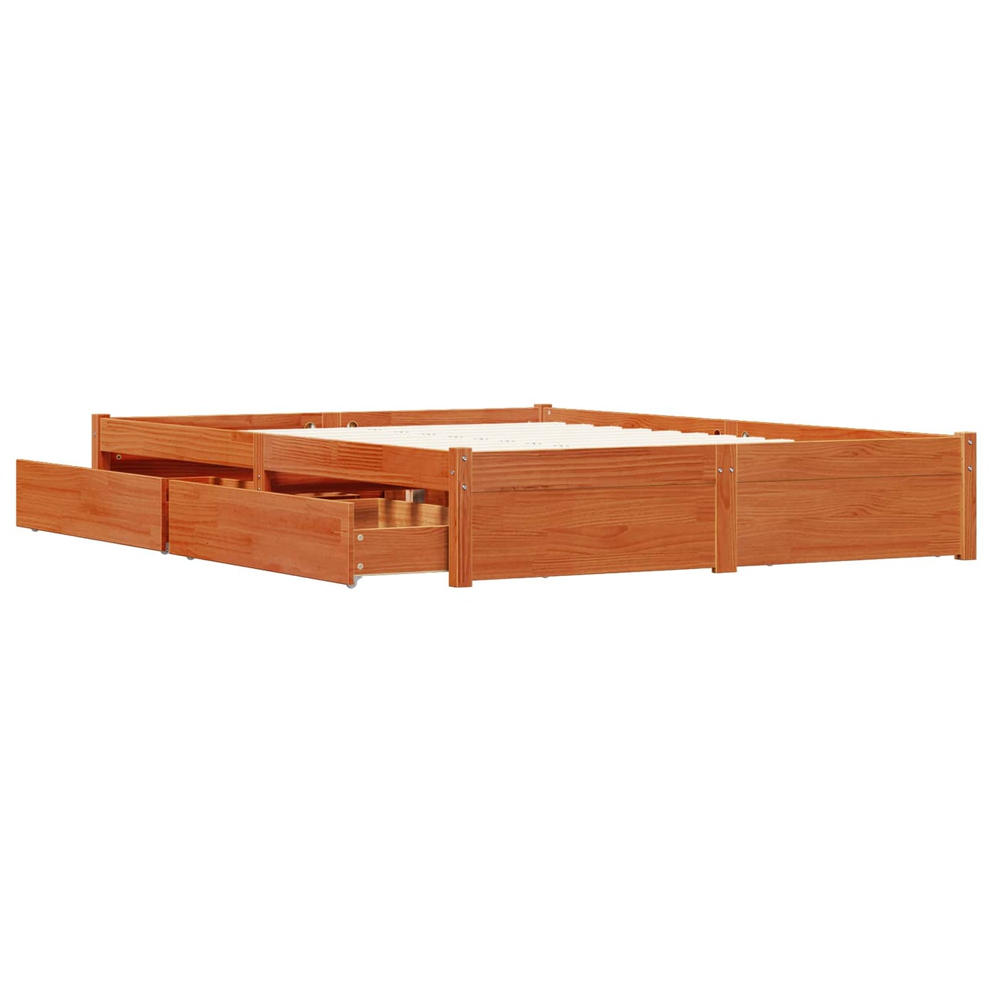 Bed Frame with Drawer Wax Brown 140 x 200 cm Solid Pine Wood