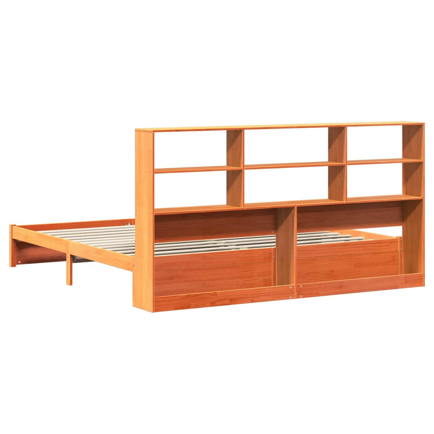 Bed Frame with Storage Headboard Wax Brown 180 x 200 cm