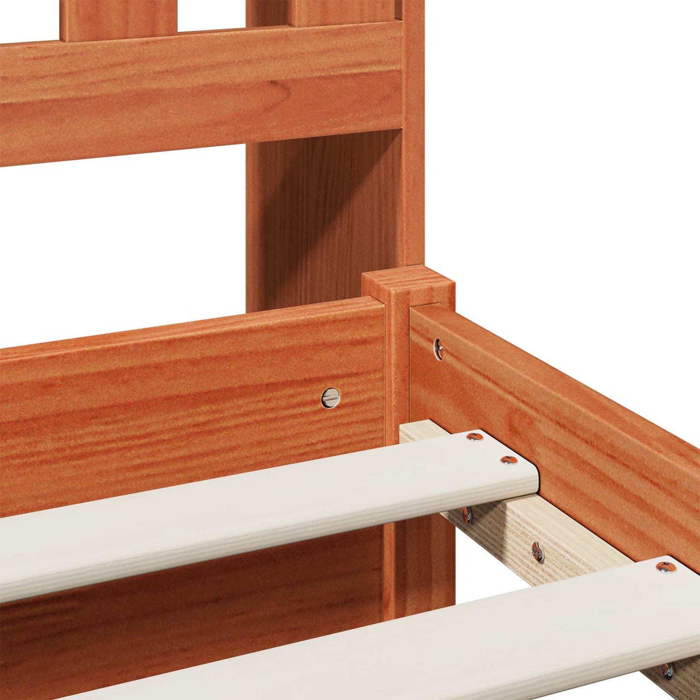 Bookcase Bed Frame Wax Brown 200 x 140 cm Solid Pine Wood