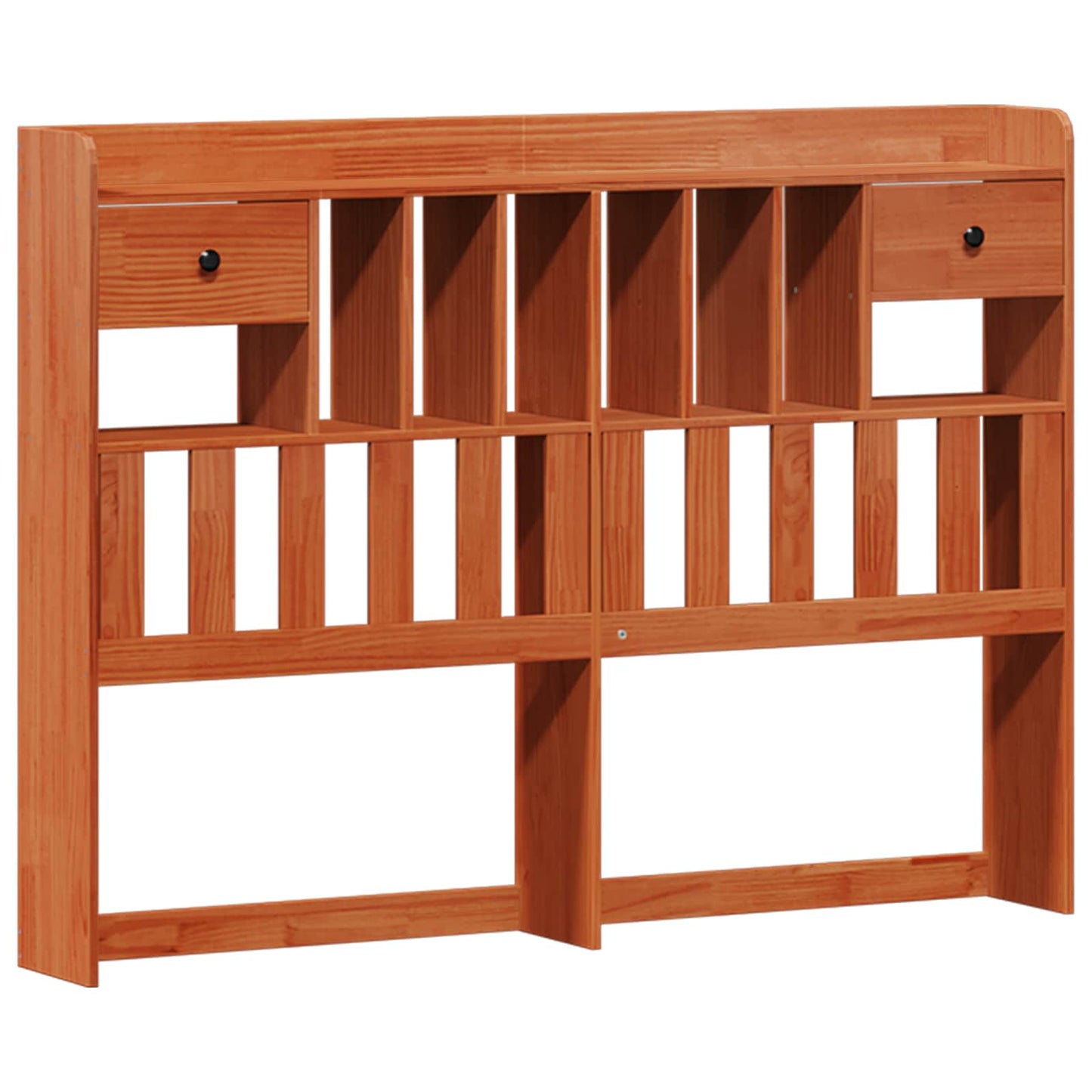Bookcase Bed Frame Wax Brown 200 x 140 cm Solid Pine Wood