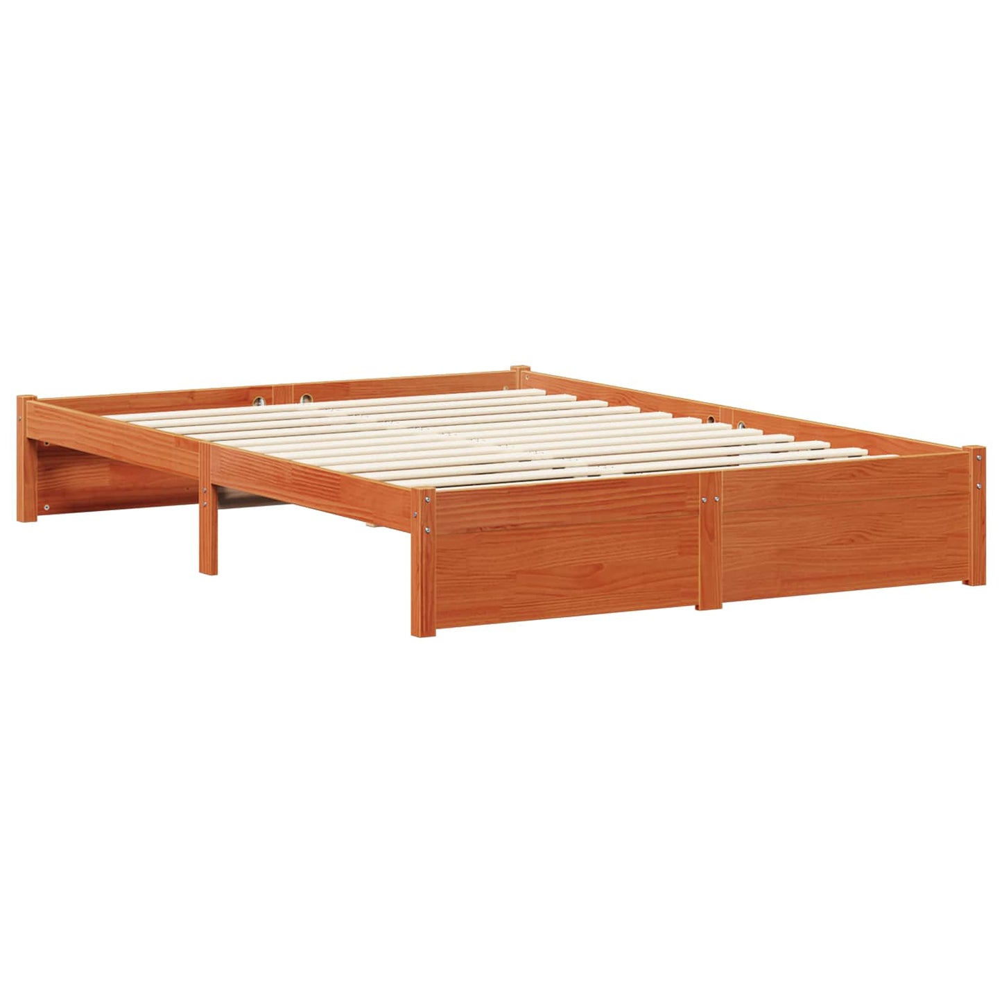 Bed Frame with Headboard Wax Brown 150 x 200 cm Solid Pine Wood