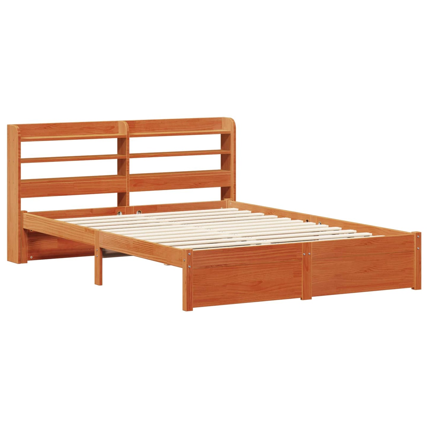 Bed Frame with Headboard Wax Brown 150 x 200 cm Solid Pine Wood