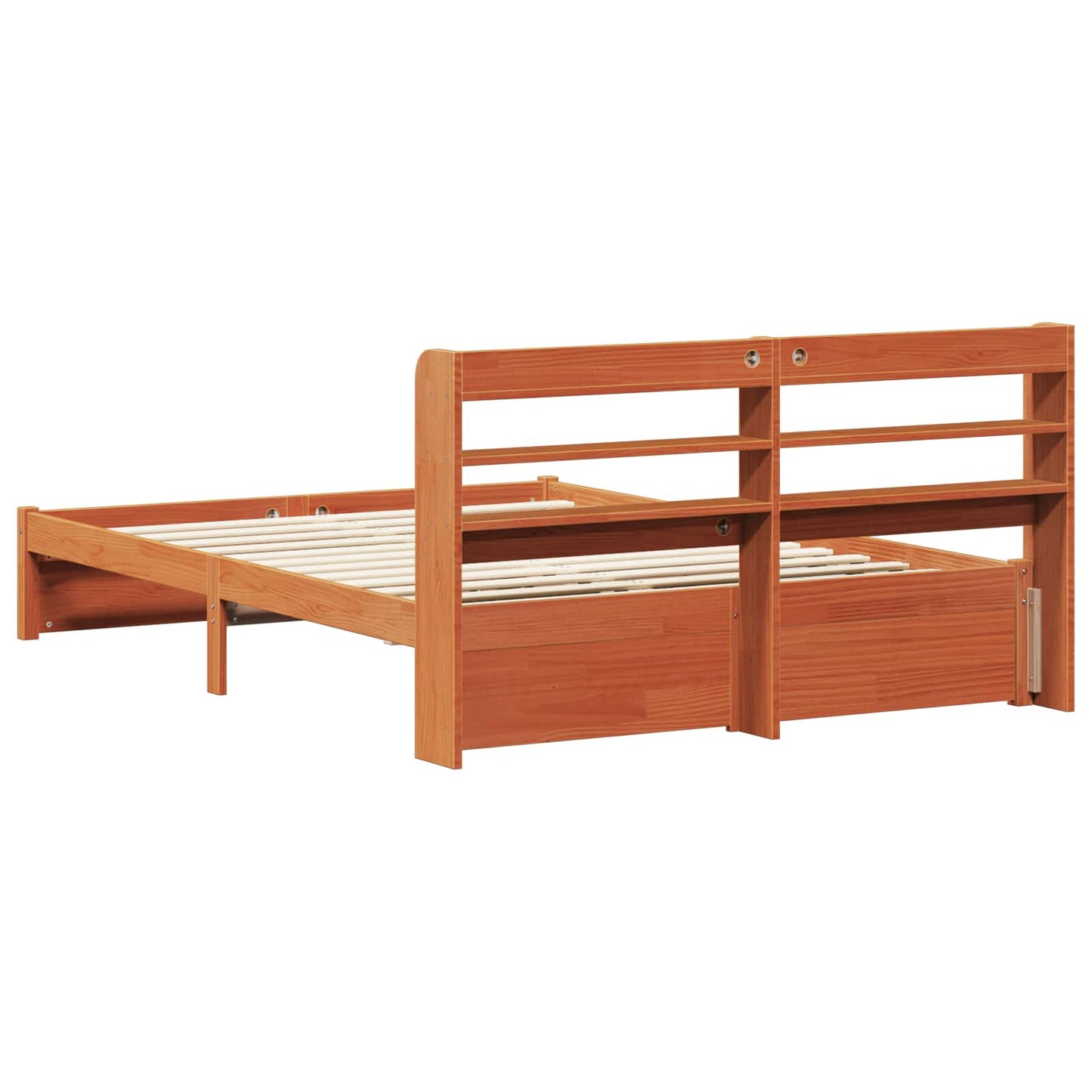Bed Frame with Headboard Wax Brown 150 x 200 cm Solid Pine Wood