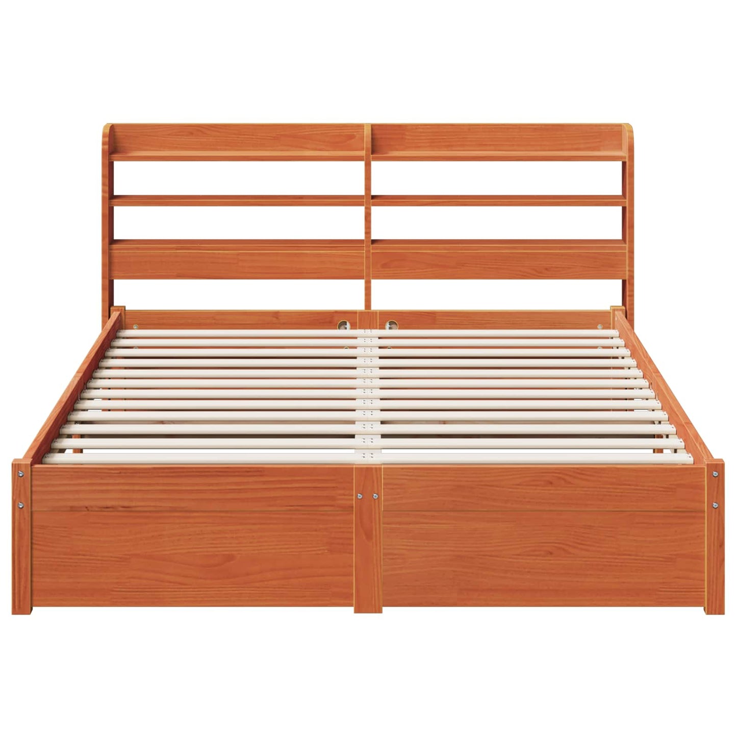 Bed Frame with Headboard Wax Brown 150 x 200 cm Solid Pine Wood