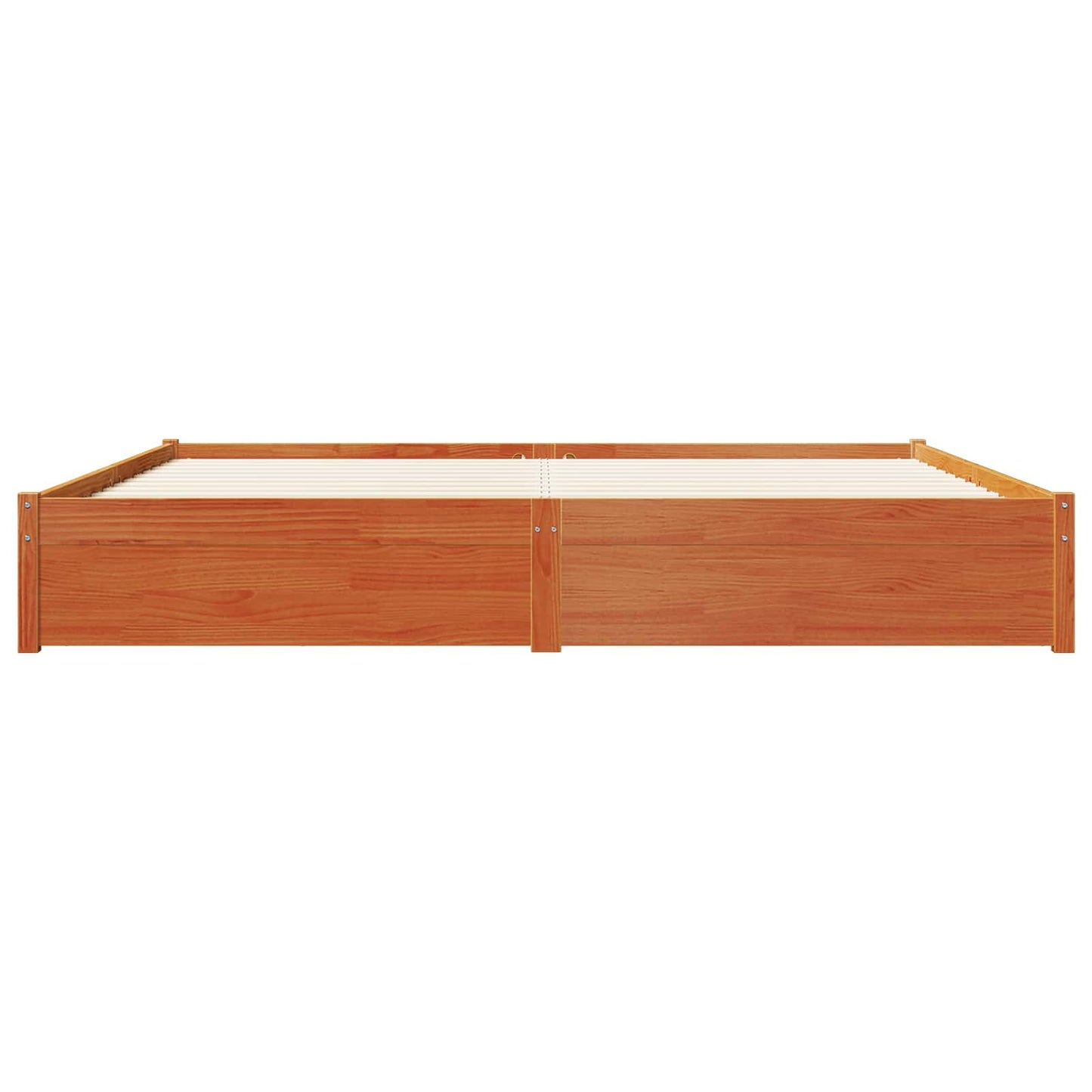 Bed Frame with Drawer Wax Brown 200 x 200 cm Solid Pine Wood