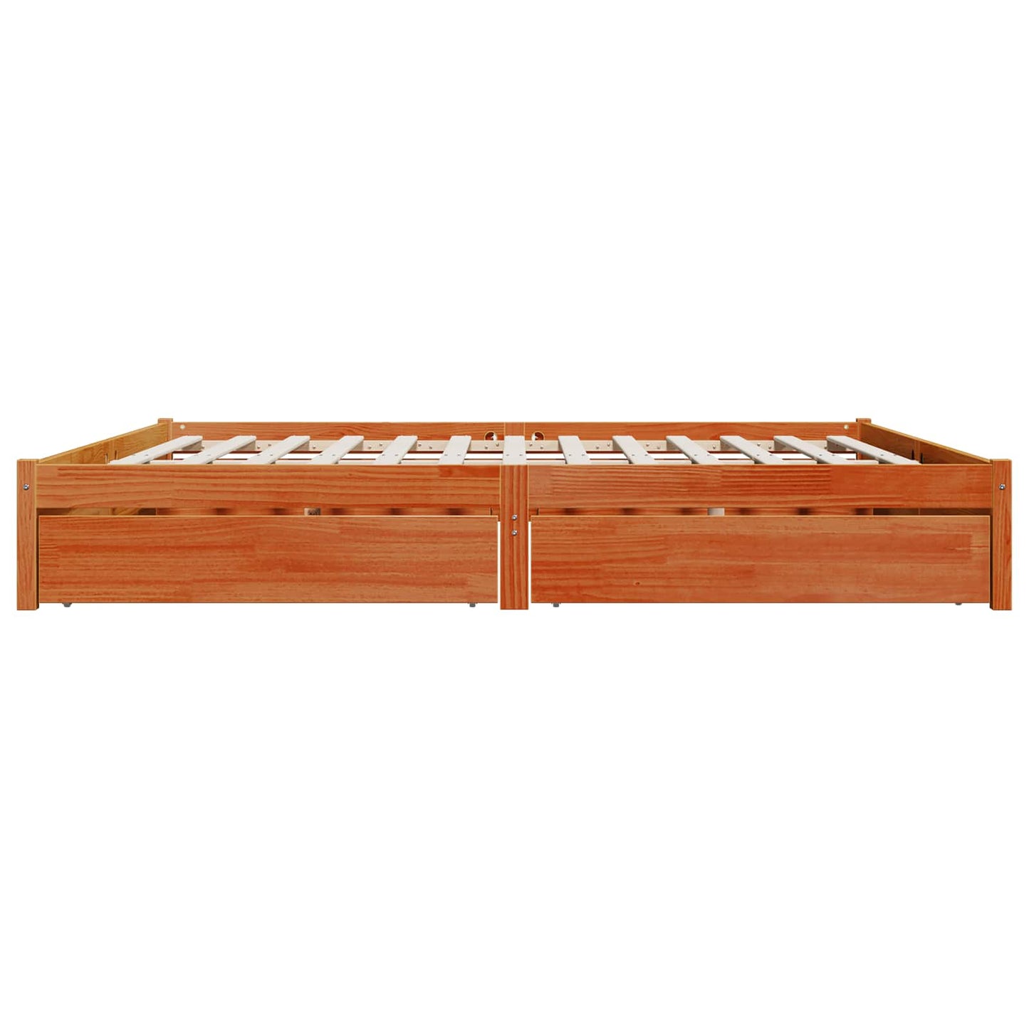 Bed Frame with Drawer Wax Brown 200 x 200 cm Solid Pine Wood