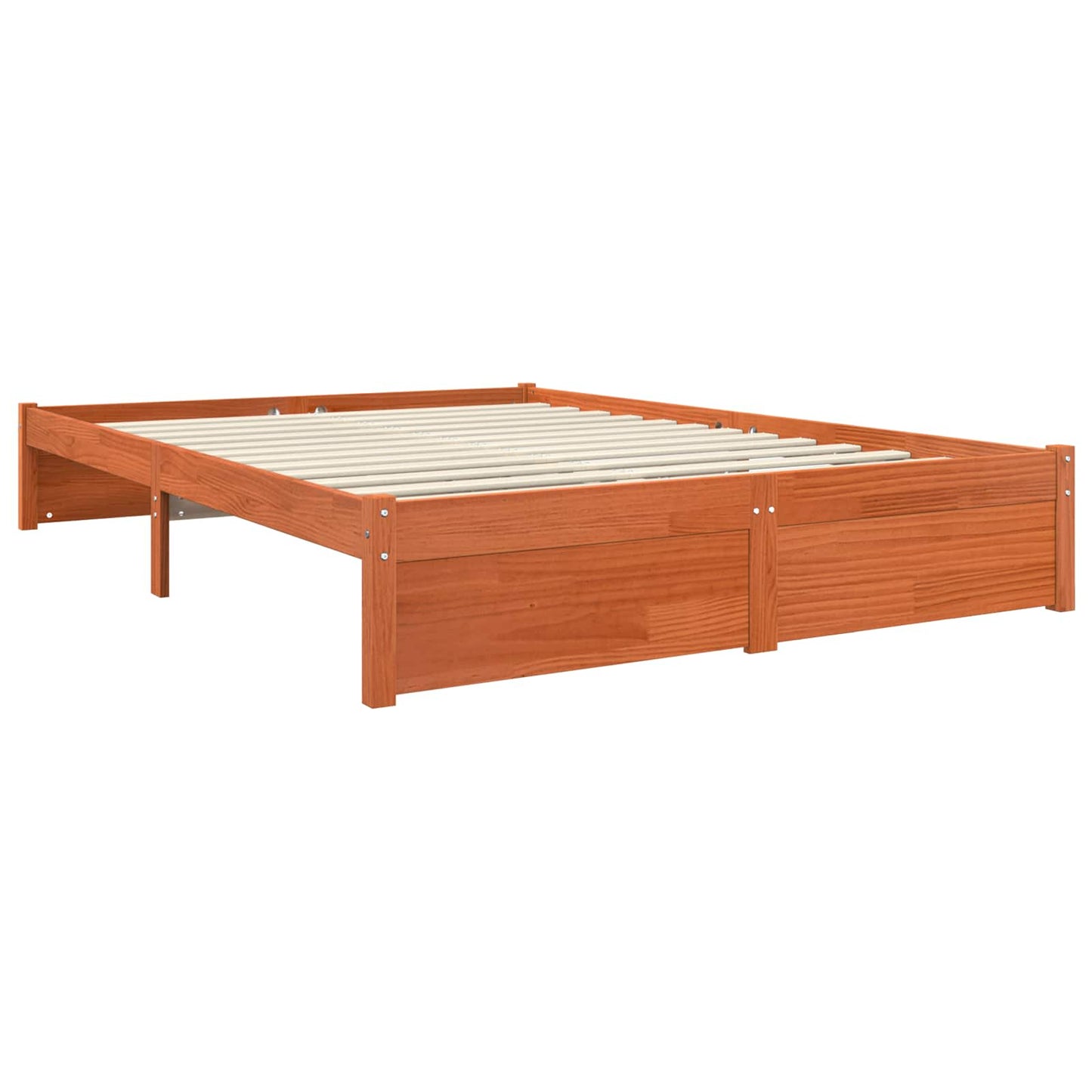 Bookcase Bed Frame Wax Brown 200 x 150 cm Solid Pine Wood