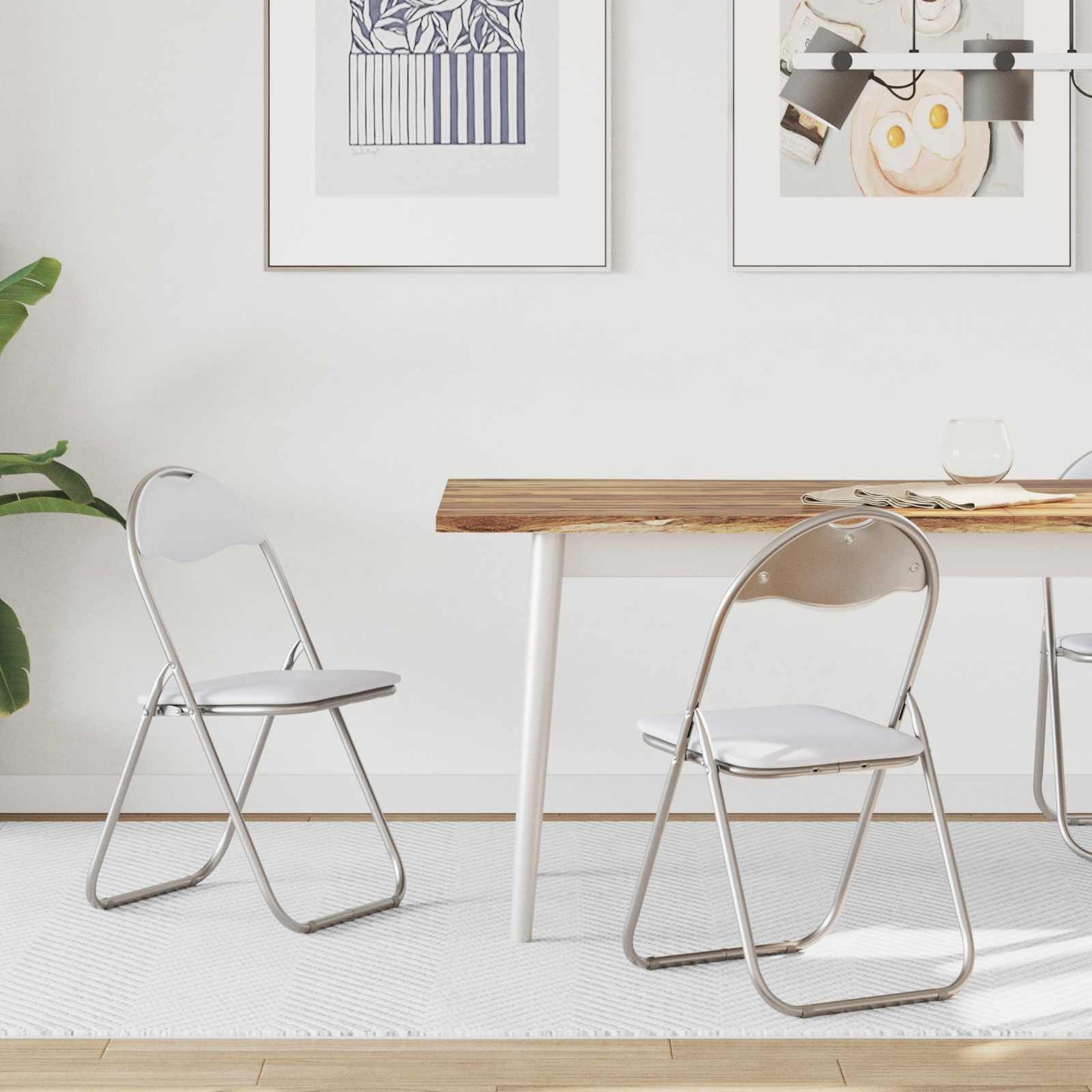 Folding Chair 2 pcs White and Grey 48 x 43.5 x 81 cm