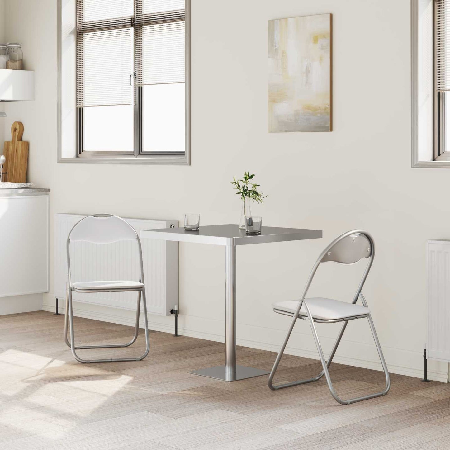 Folding Chair 2 pcs White and Grey 48 x 43.5 x 81 cm