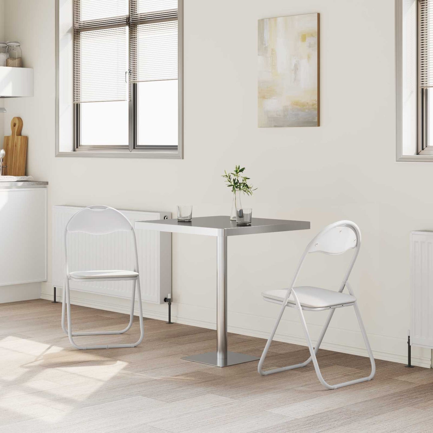 Folding Chair 2 pcs White and Grey 48 x 43.5 x 81 cm