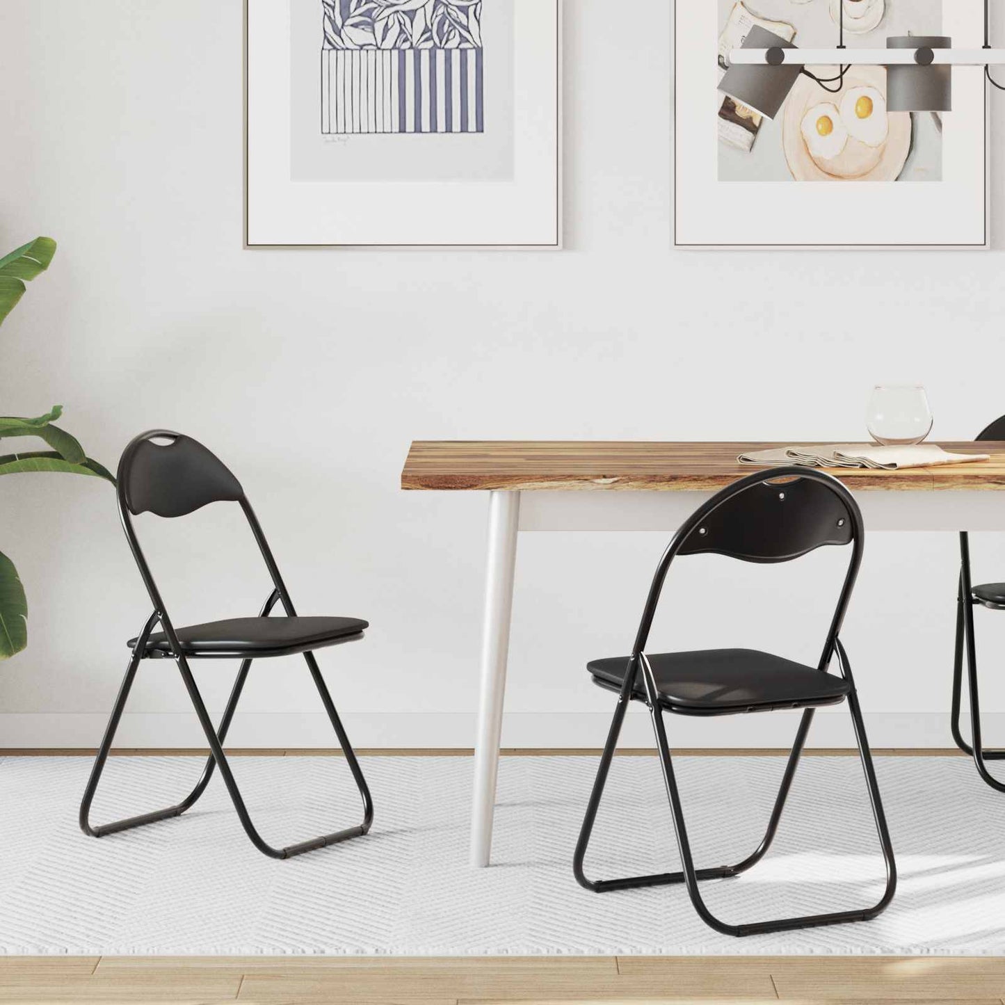 Folding Chair 2 pcs Black 48 x 43.5 x 81 cm Faux Leather