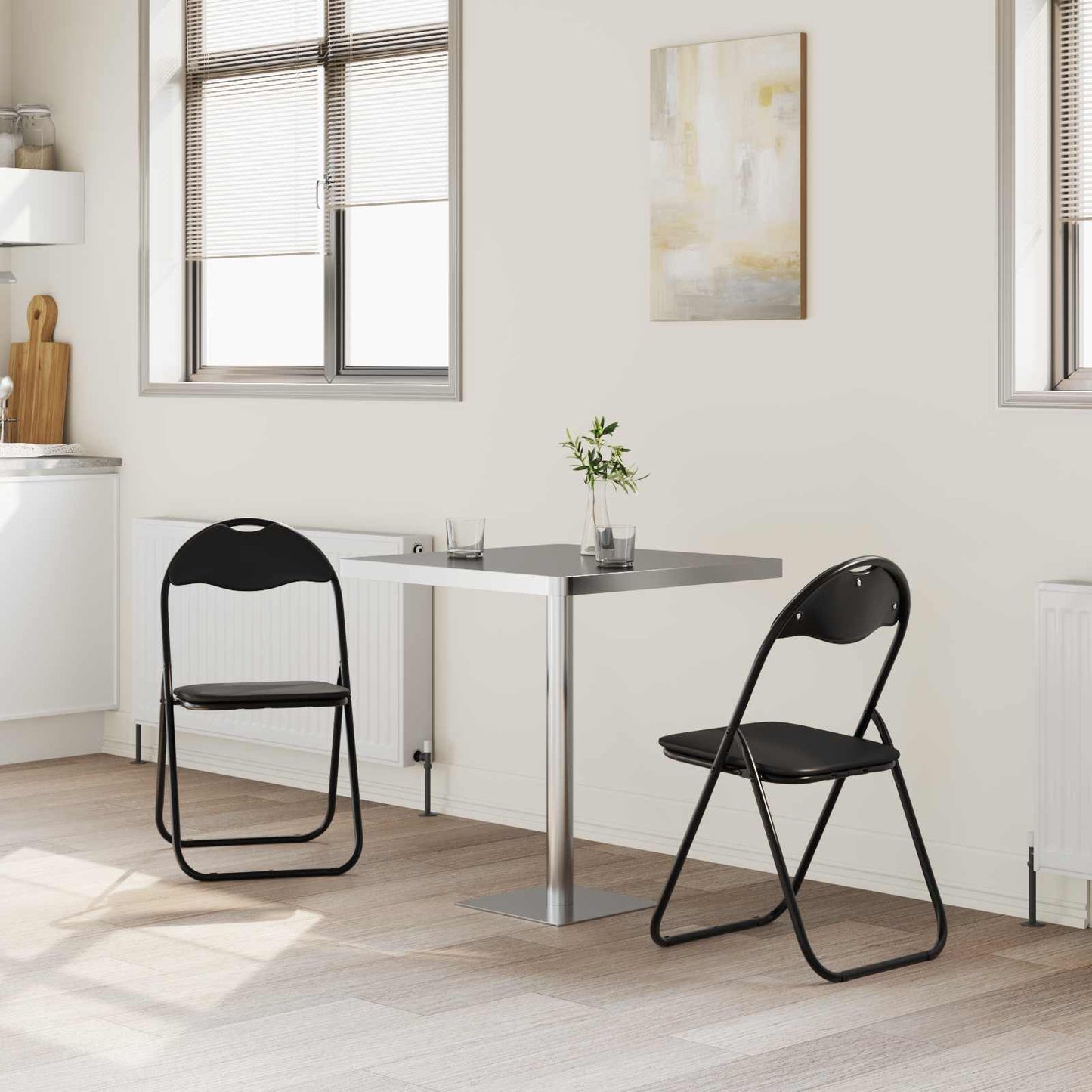 Folding Chair 2 pcs Black 48 x 43.5 x 81 cm Faux Leather