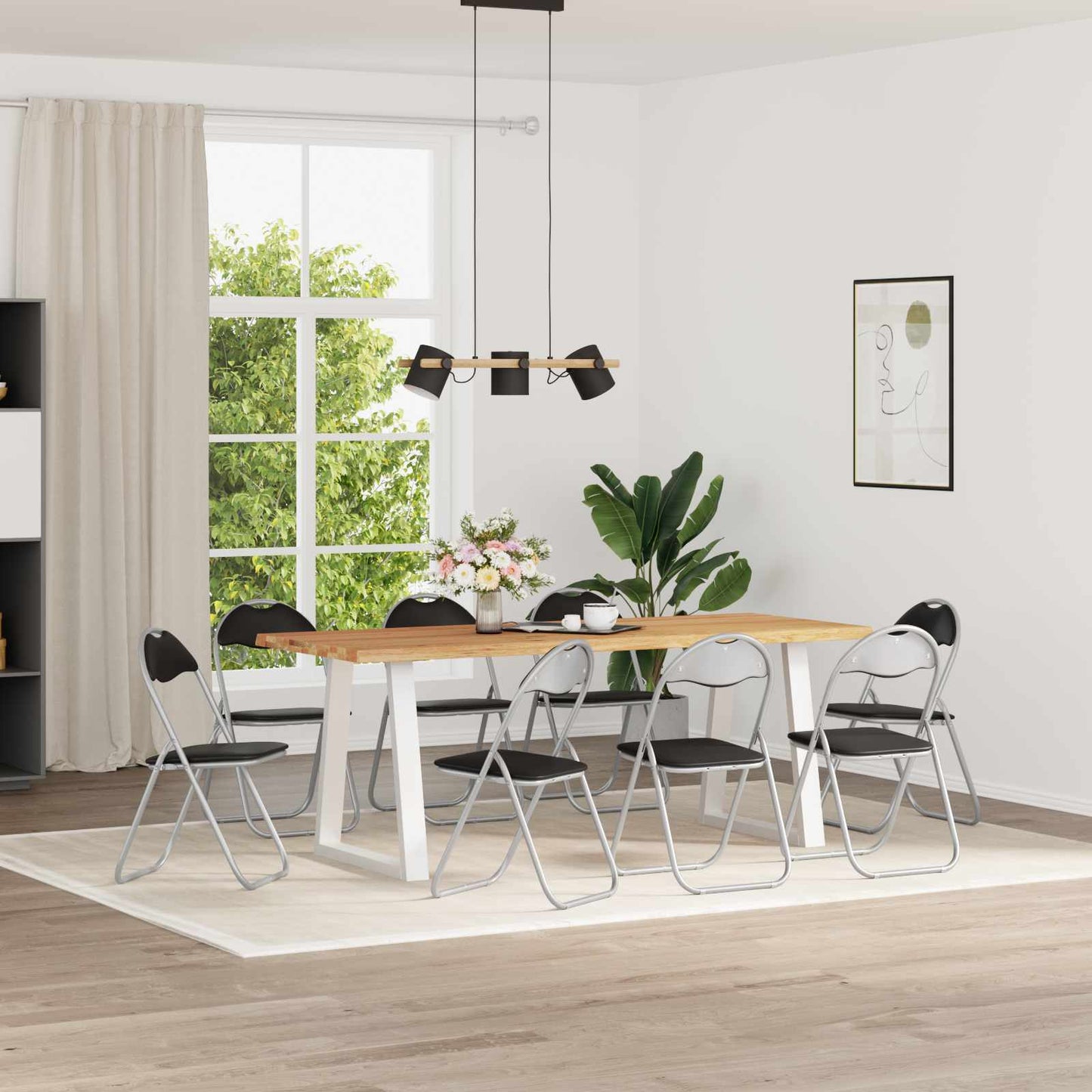 Folding Chair 8 pcs Black and Grey 48 x 43.5 x 81 cm
