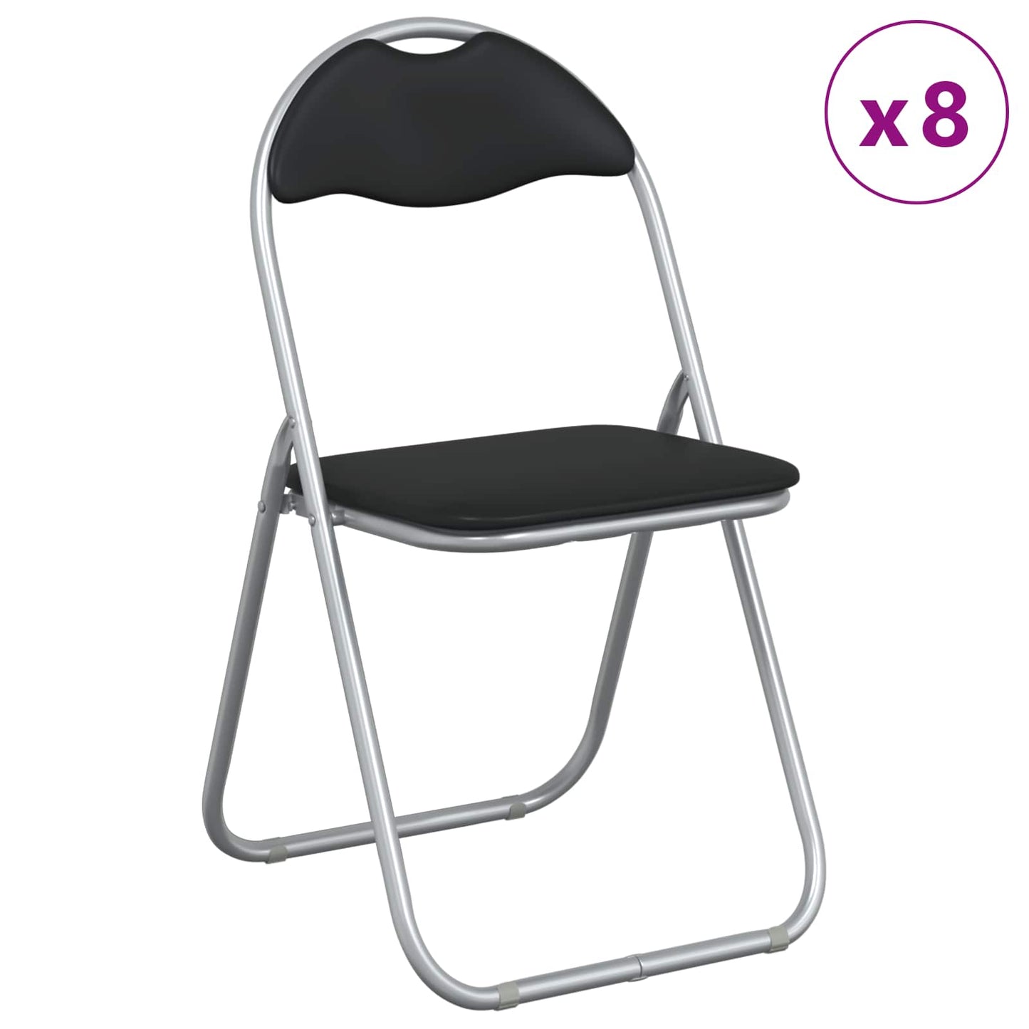 Folding Chair 8 pcs Black and Grey 48 x 43.5 x 81 cm