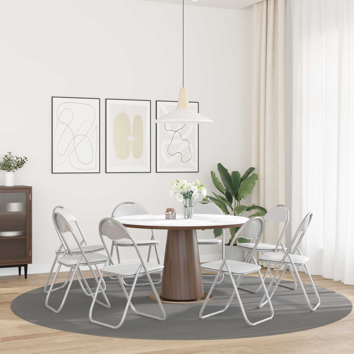 Folding Chair 8 pcs White and Grey 48 x 43.5 x 81 cm