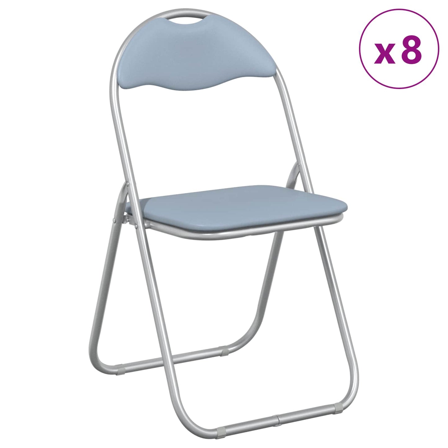 Folding Chair 8 pcs Grey 48 x 43.5 x 81 cm Faux Leather