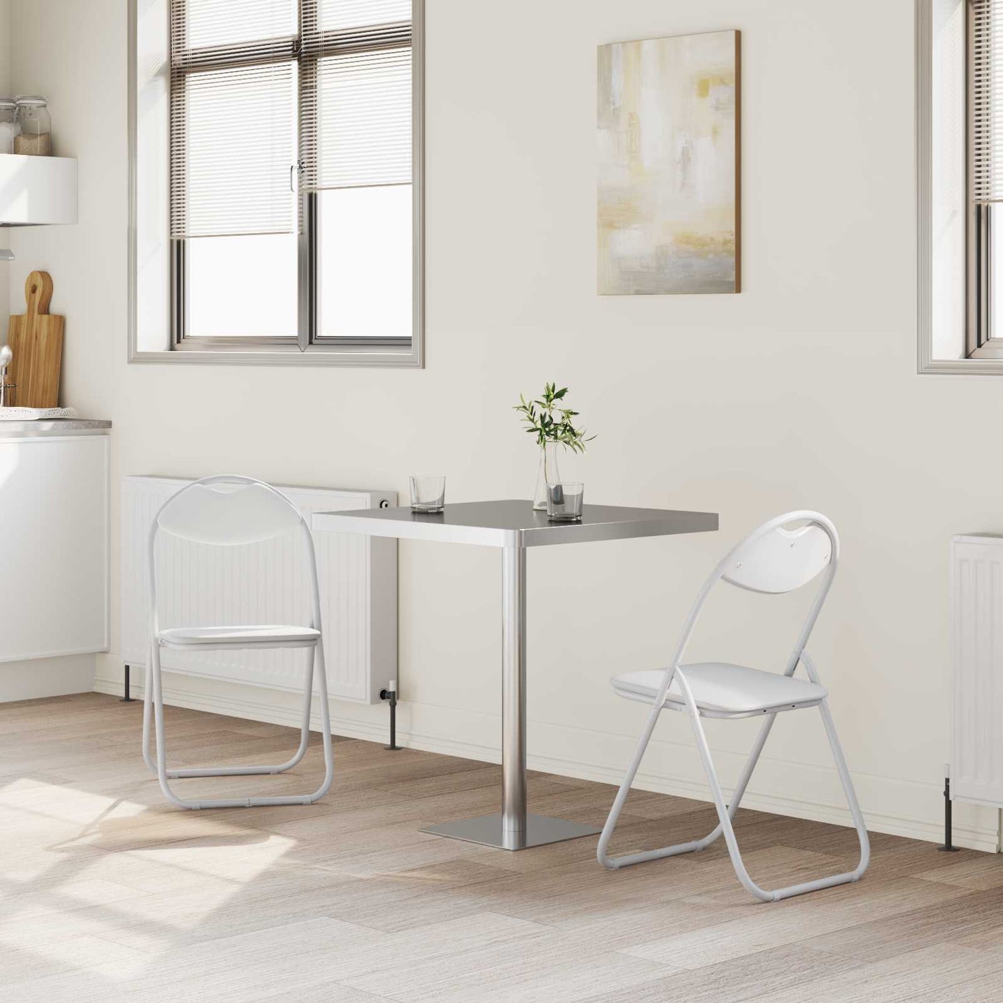 Folding Chair 2 pcs White 48 x 43.5 x 81 cm Faux Leather