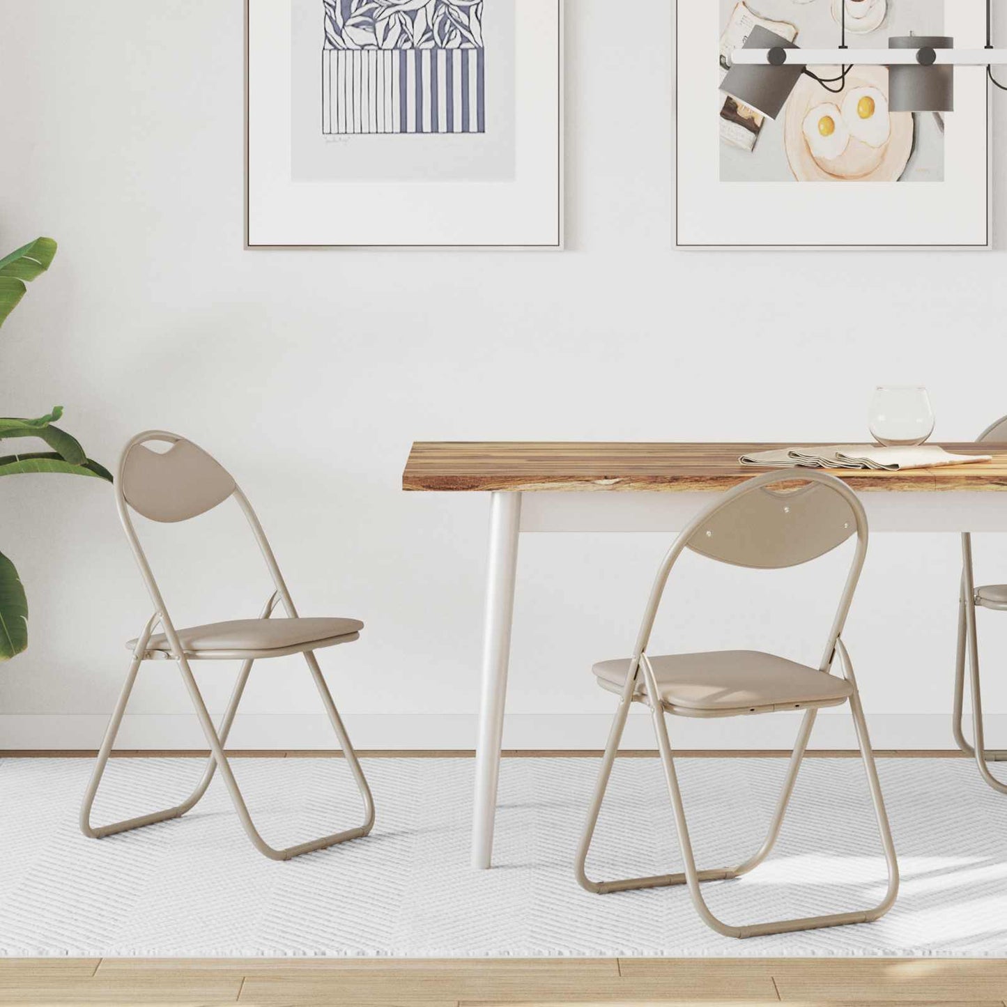 Folding Chair 2 pcs Sand 48 x 43.5 x 81 cm Faux Leather
