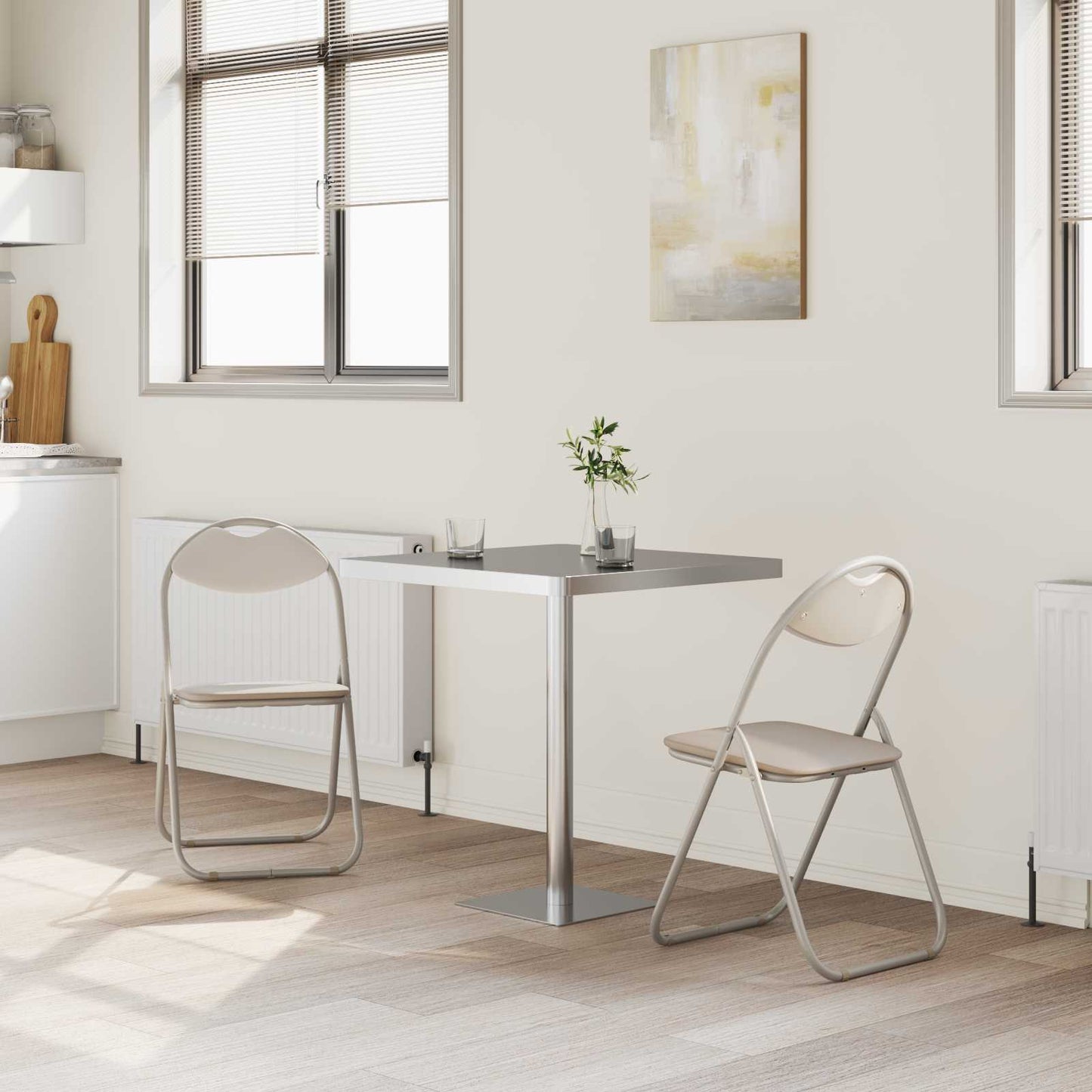 Folding Chair 2 pcs Sand 48 x 43.5 x 81 cm Faux Leather