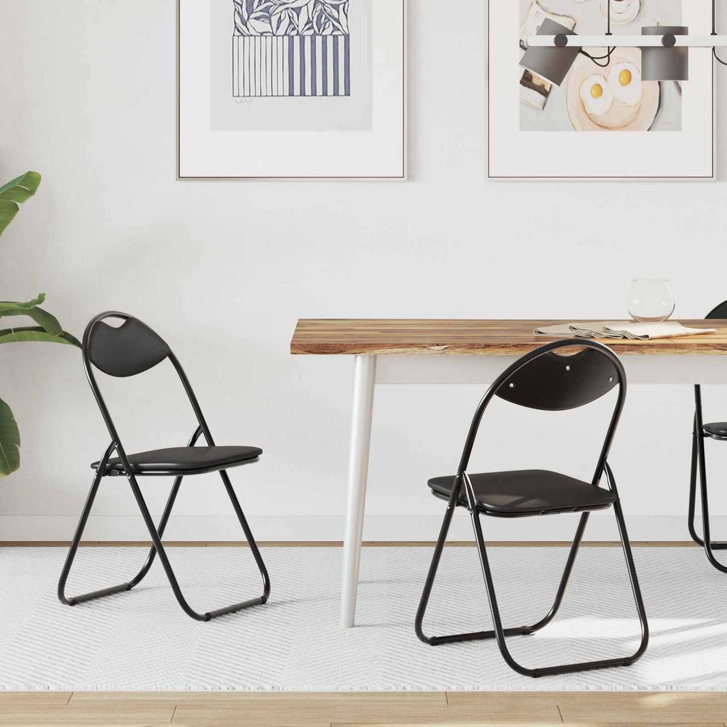 Folding Chair 2 pcs Black 48 x 43.5 x 81 cm Faux Leather