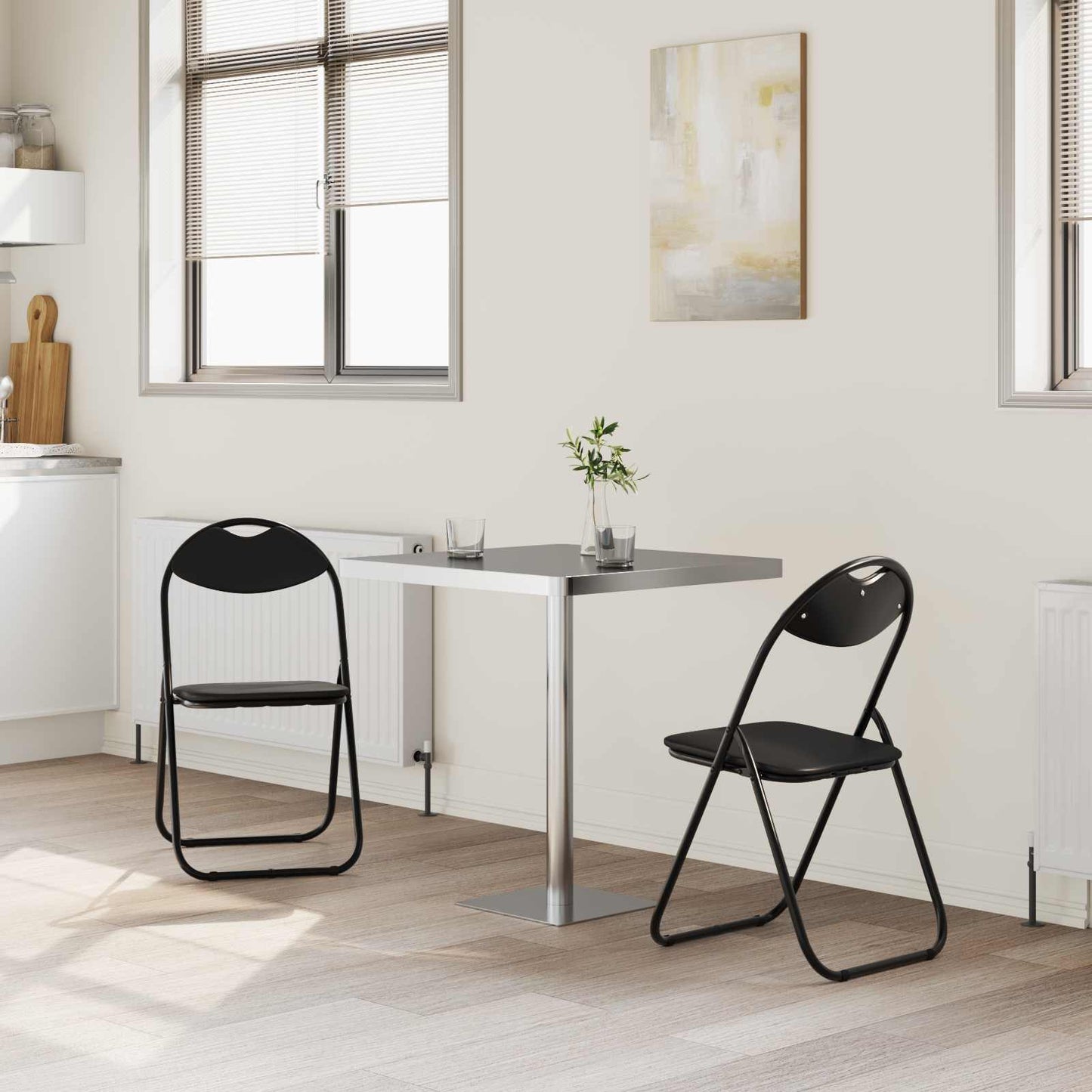 Folding Chair 2 pcs Black 48 x 43.5 x 81 cm Faux Leather