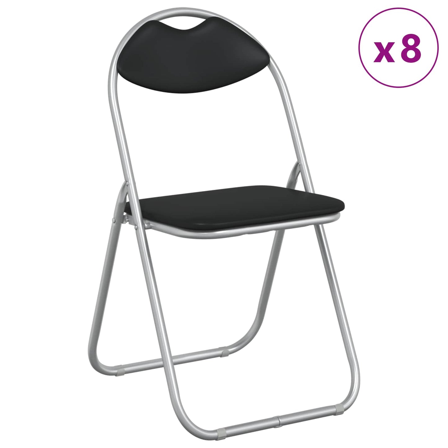 Folding Chair 8 pcs Black and Grey 48 x 43.5 x 81 cm