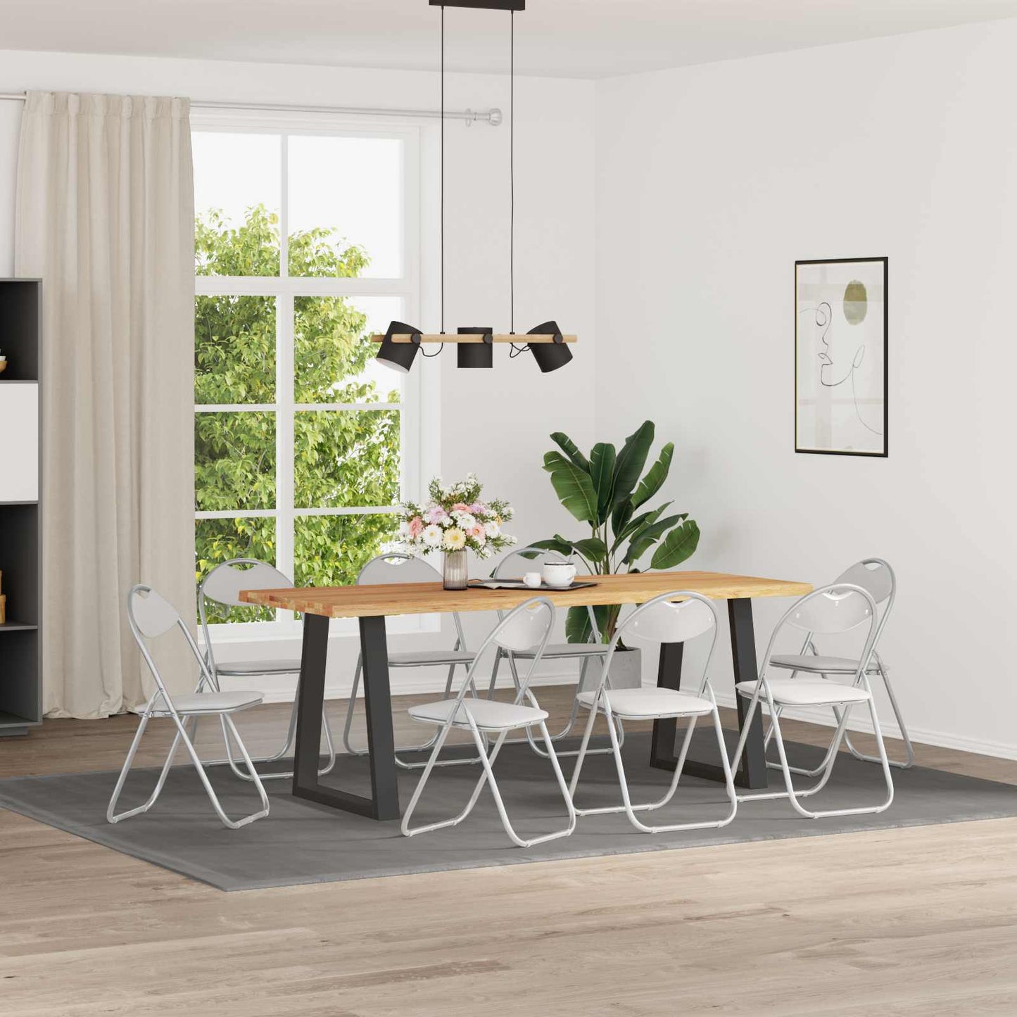 Folding Chair 8 pcs White and Grey 48 x 43.5 x 81 cm