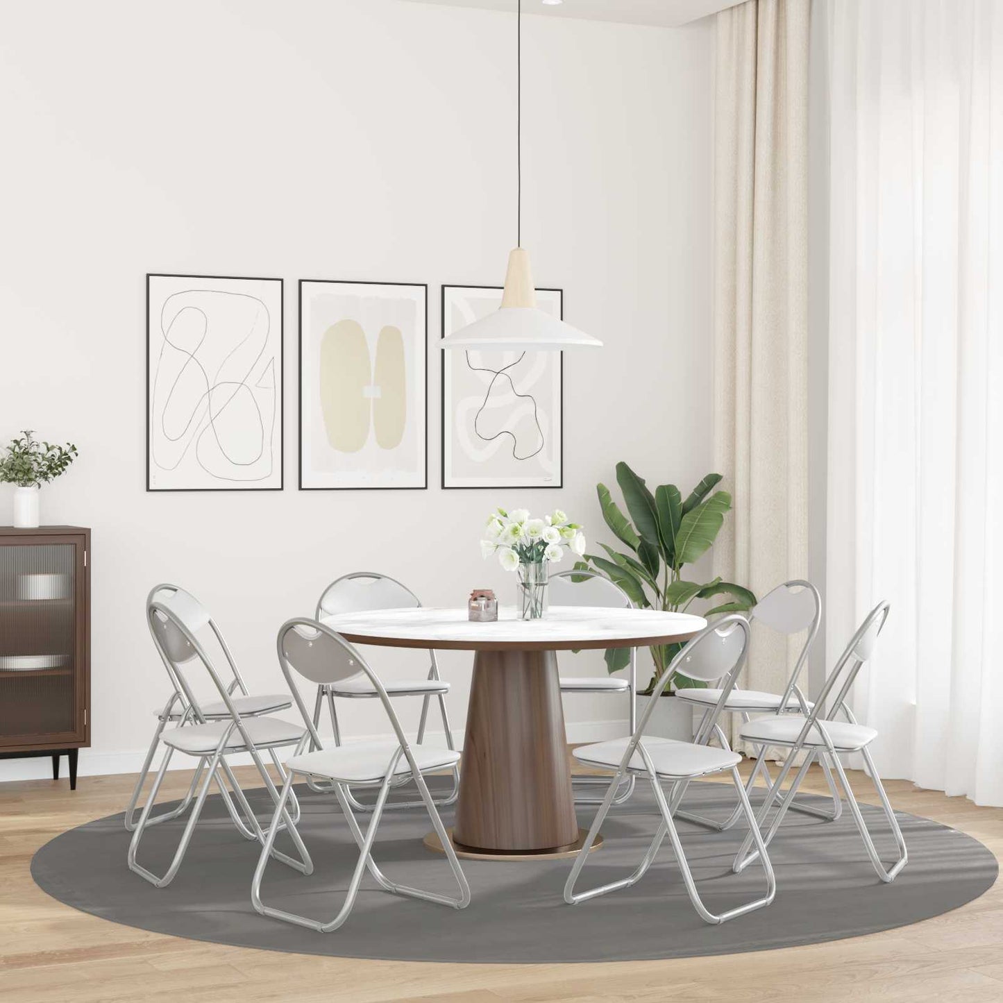 Folding Chair 8 pcs White and Grey 48 x 43.5 x 81 cm