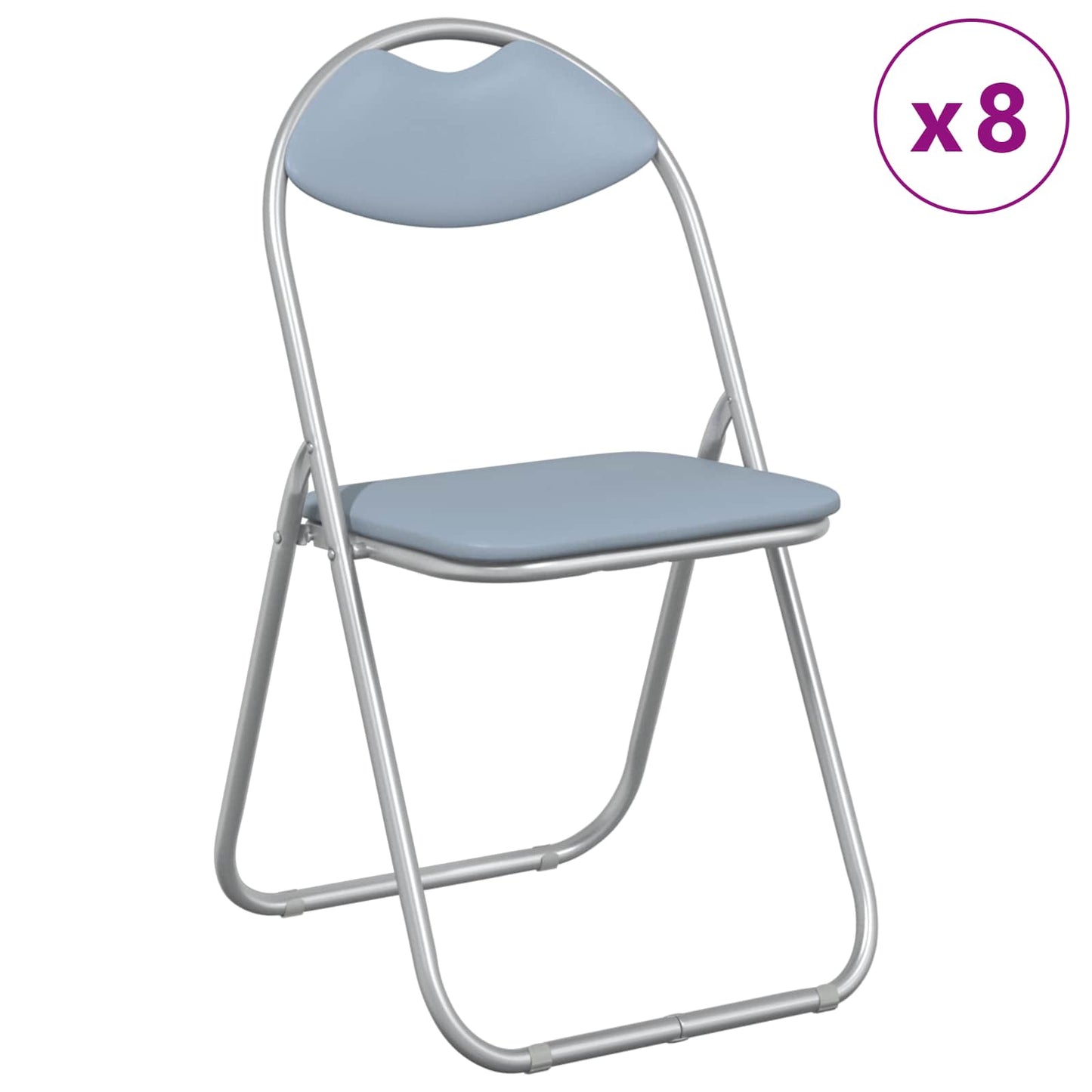 Folding Chair 8 pcs Grey 48 x 43.5 x 81 cm Faux Leather