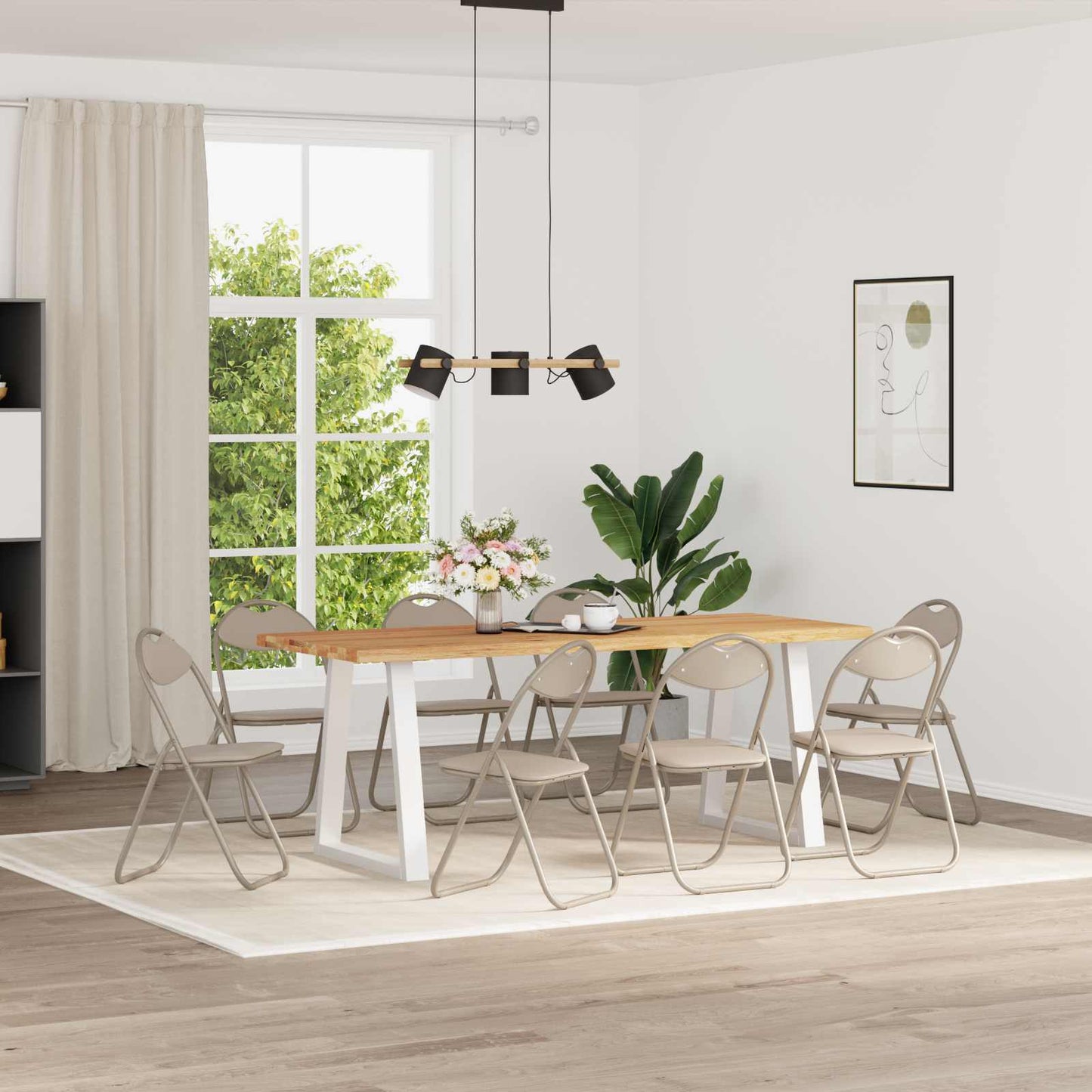 Folding Chair 8 pcs Sand 48 x 43.5 x 81 cm Faux Leather