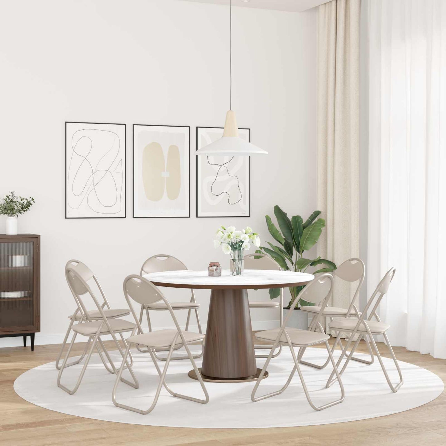 Folding Chair 8 pcs Sand 48 x 43.5 x 81 cm Faux Leather