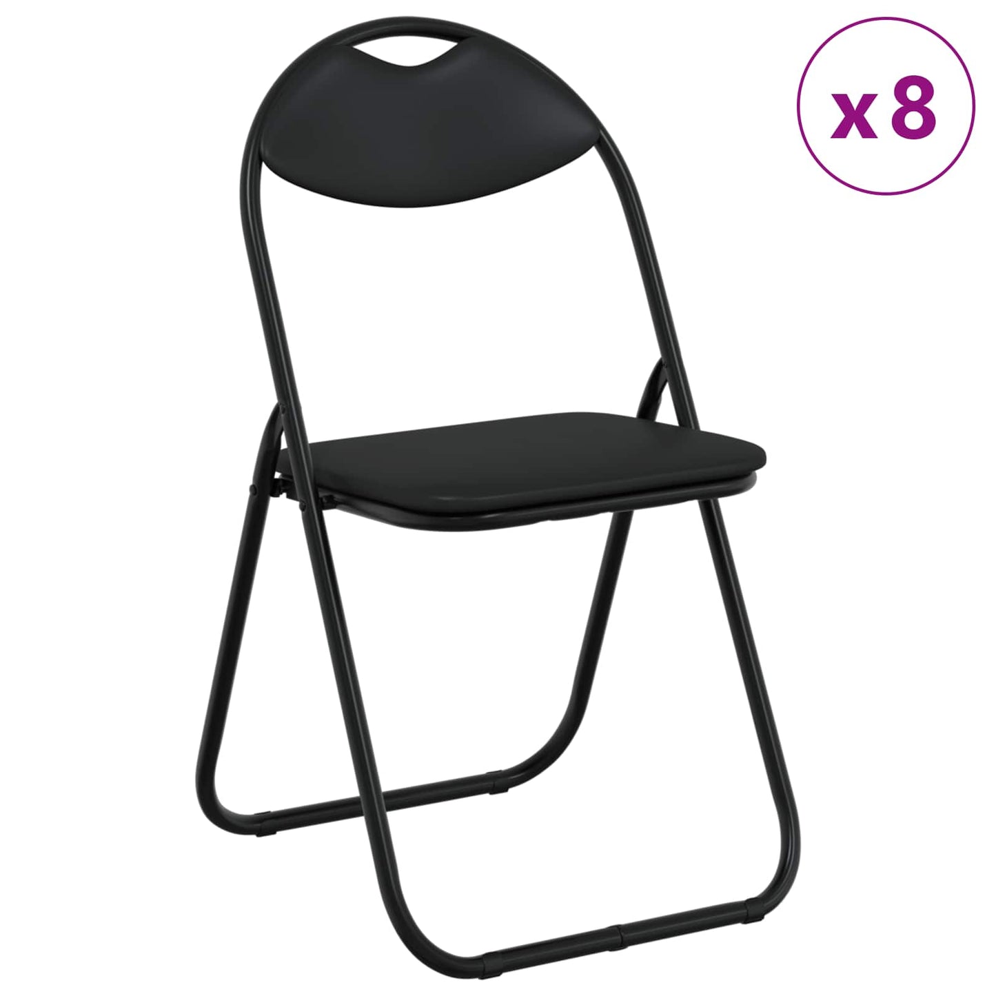 Folding Chair 8 pcs Black 48 x 43.5 x 81 cm Faux Leather