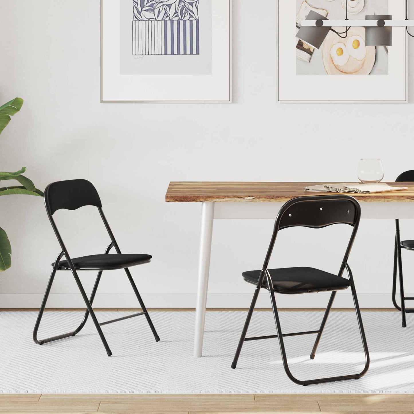 Folding Chair 2 pcs Black 48 x 44 x 78 cm Velvet