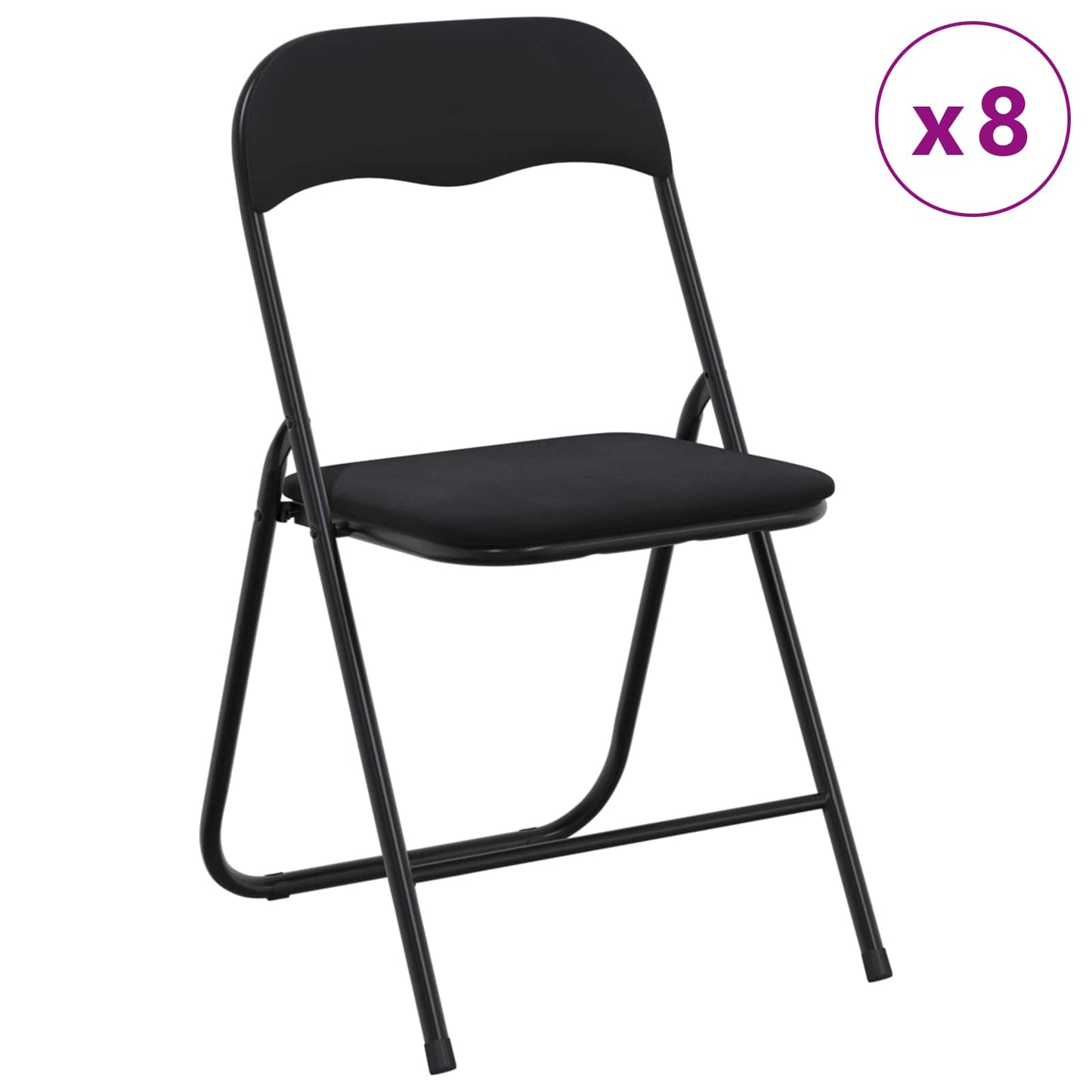 Folding Chair 8 pcs Black 48 x 44 x 78 cm Velvet