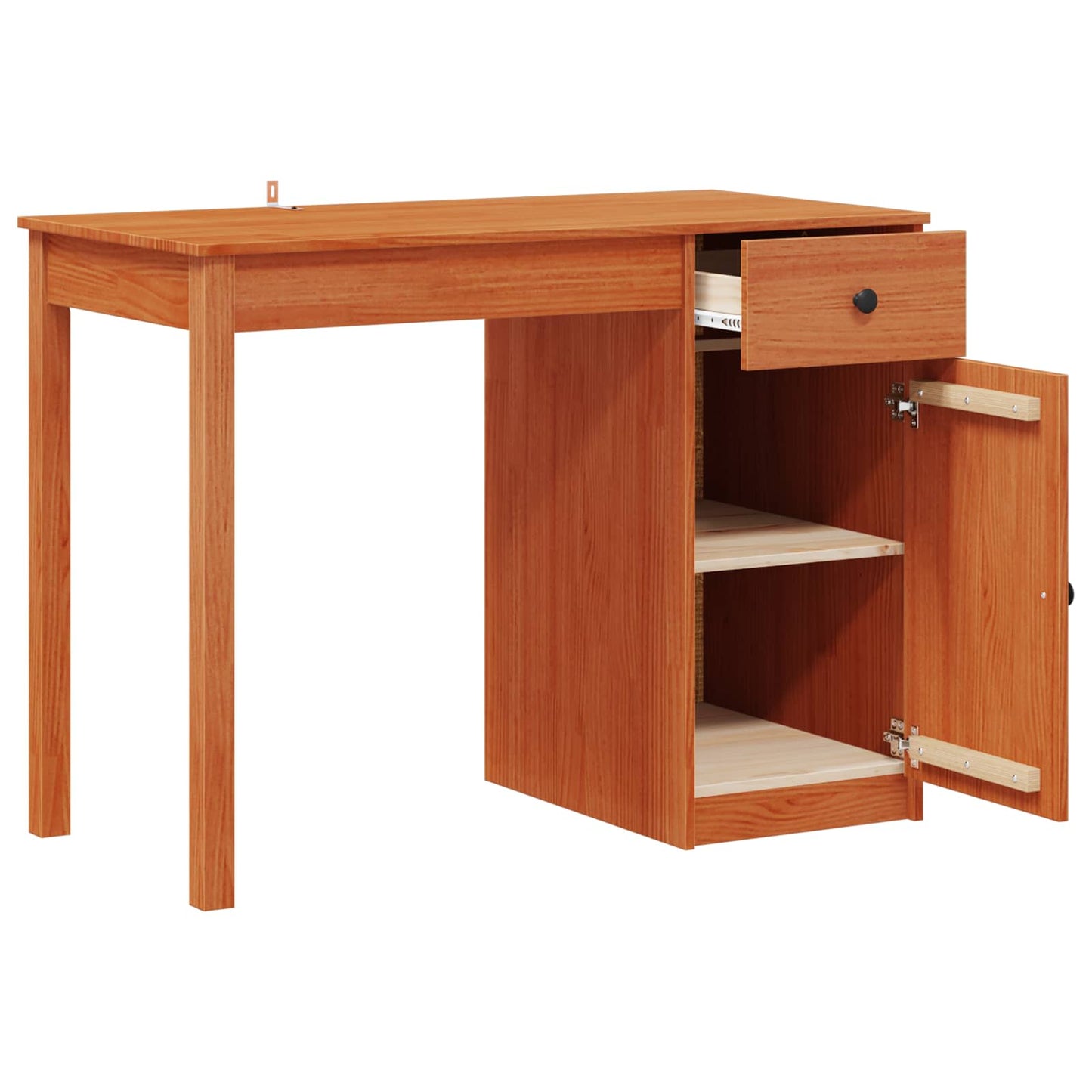 Desk with Drawer Wax Brown 100 x 50 x 74 cm Solid Pine Wood