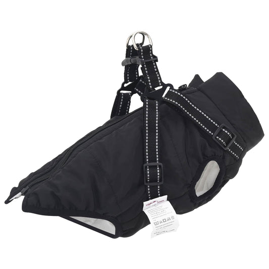 Dog Coat Black L32 Fleece and Polyester