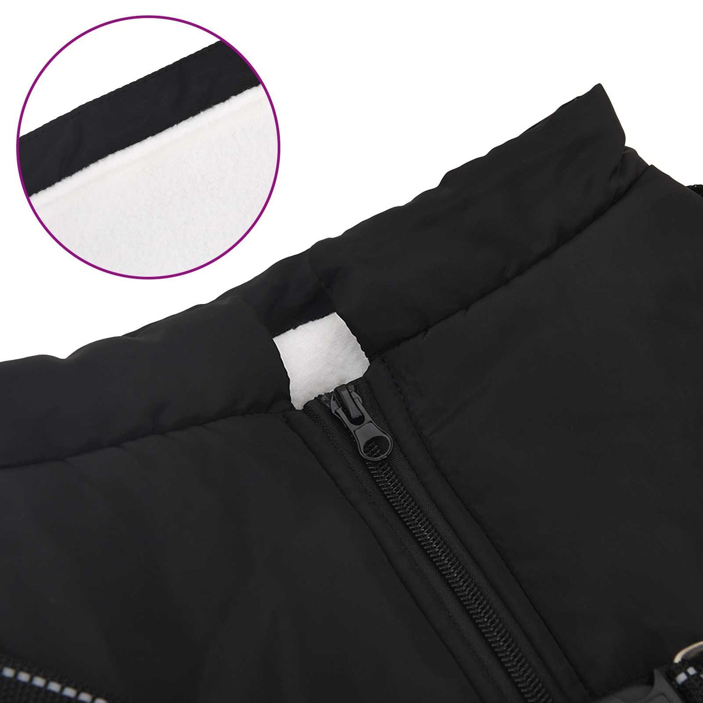 Dog Coat Black L52 Fleece and Polyester