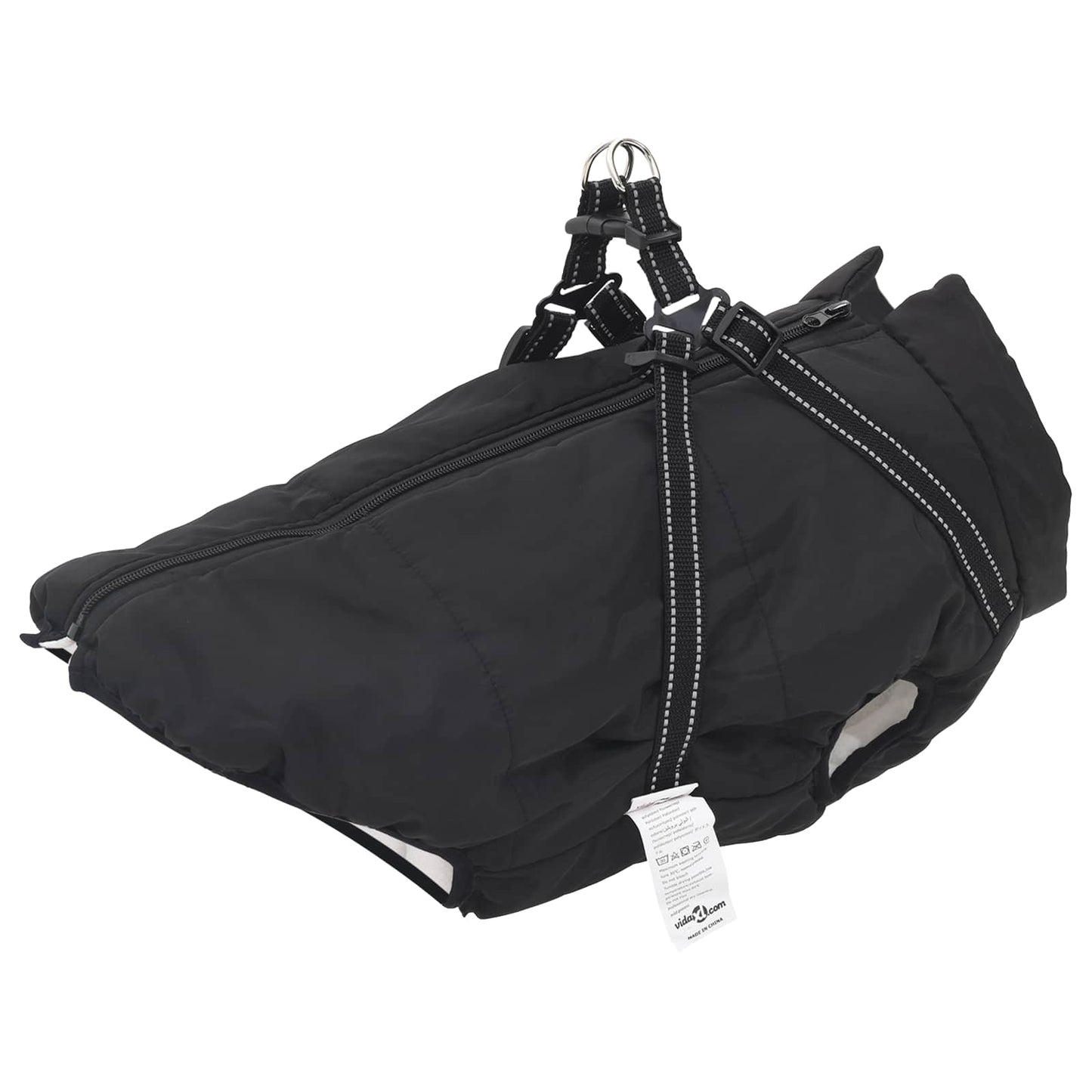 Dog Coat Black L52 Fleece and Polyester