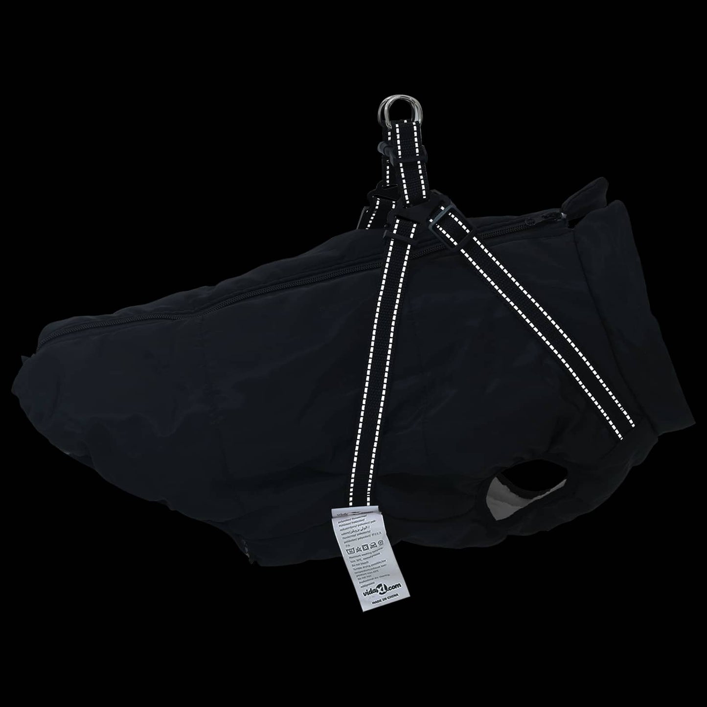 Dog Coat Black L52 Fleece and Polyester