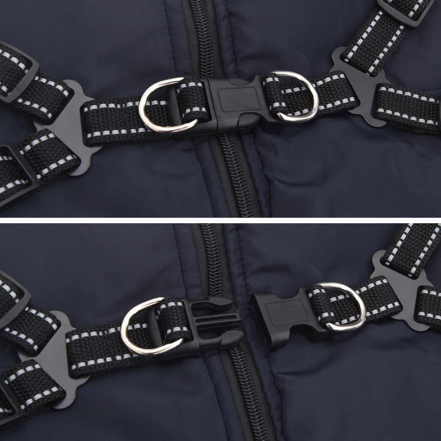 Dog Coat Navy Blue L52 Fleece and Polyester