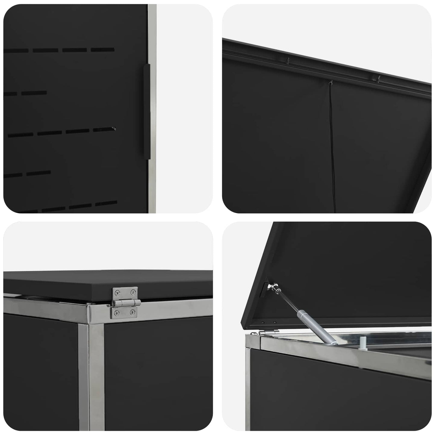 Wheelie Bin Storage Black 77.5 x 69 x 112.5 cm Stainless Steel