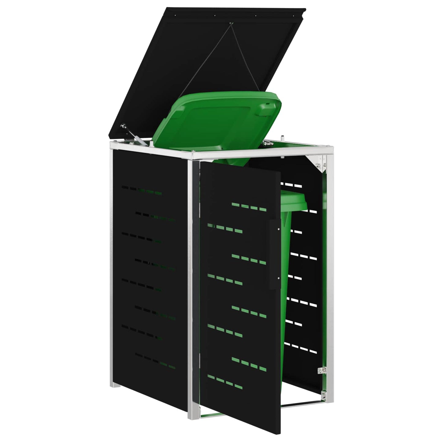 Wheelie Bin Storage Black 77.5 x 69 x 112.5 cm Stainless Steel