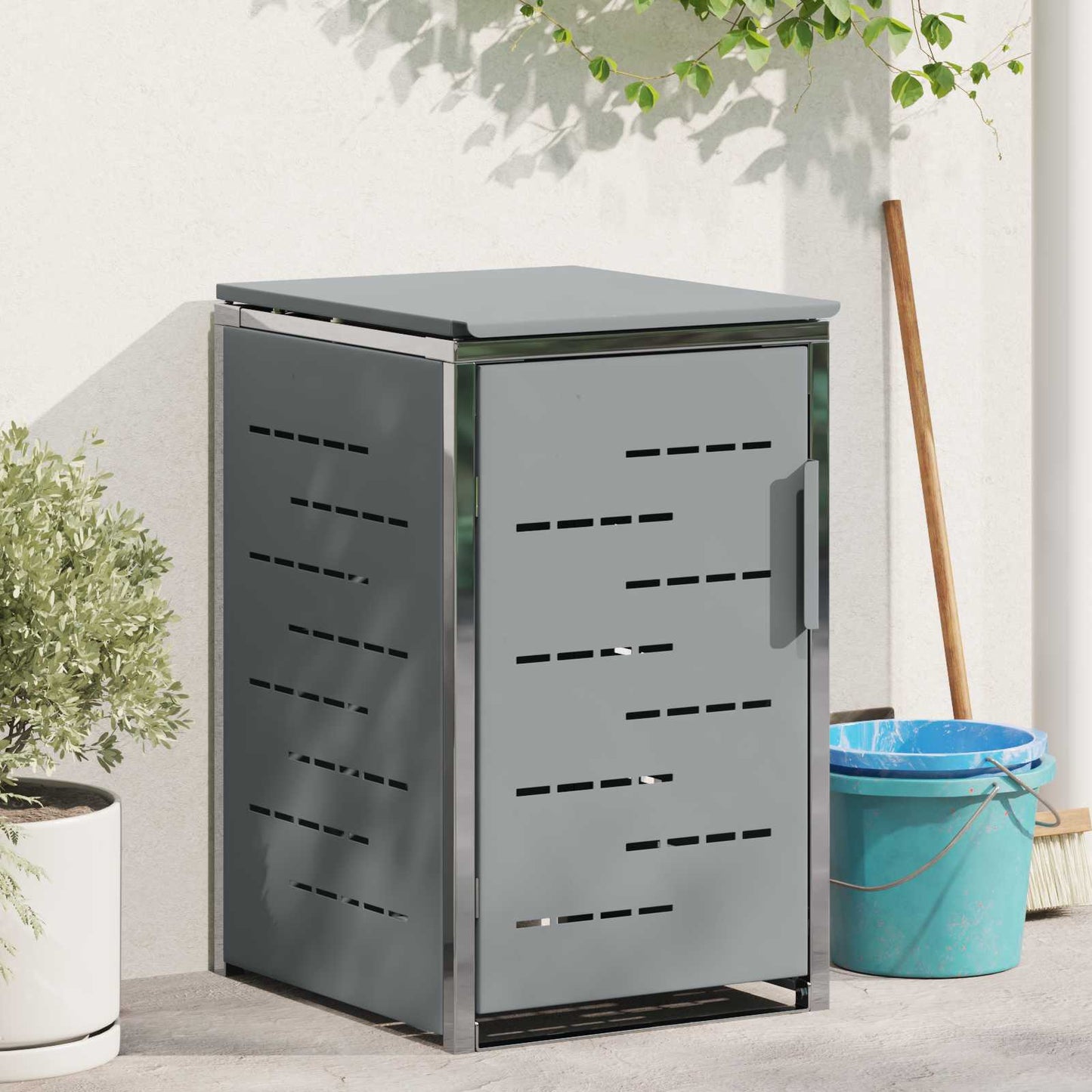 Wheelie Bin Storage Grey 77.5 x 69 x 112.5 cm Stainless Steel