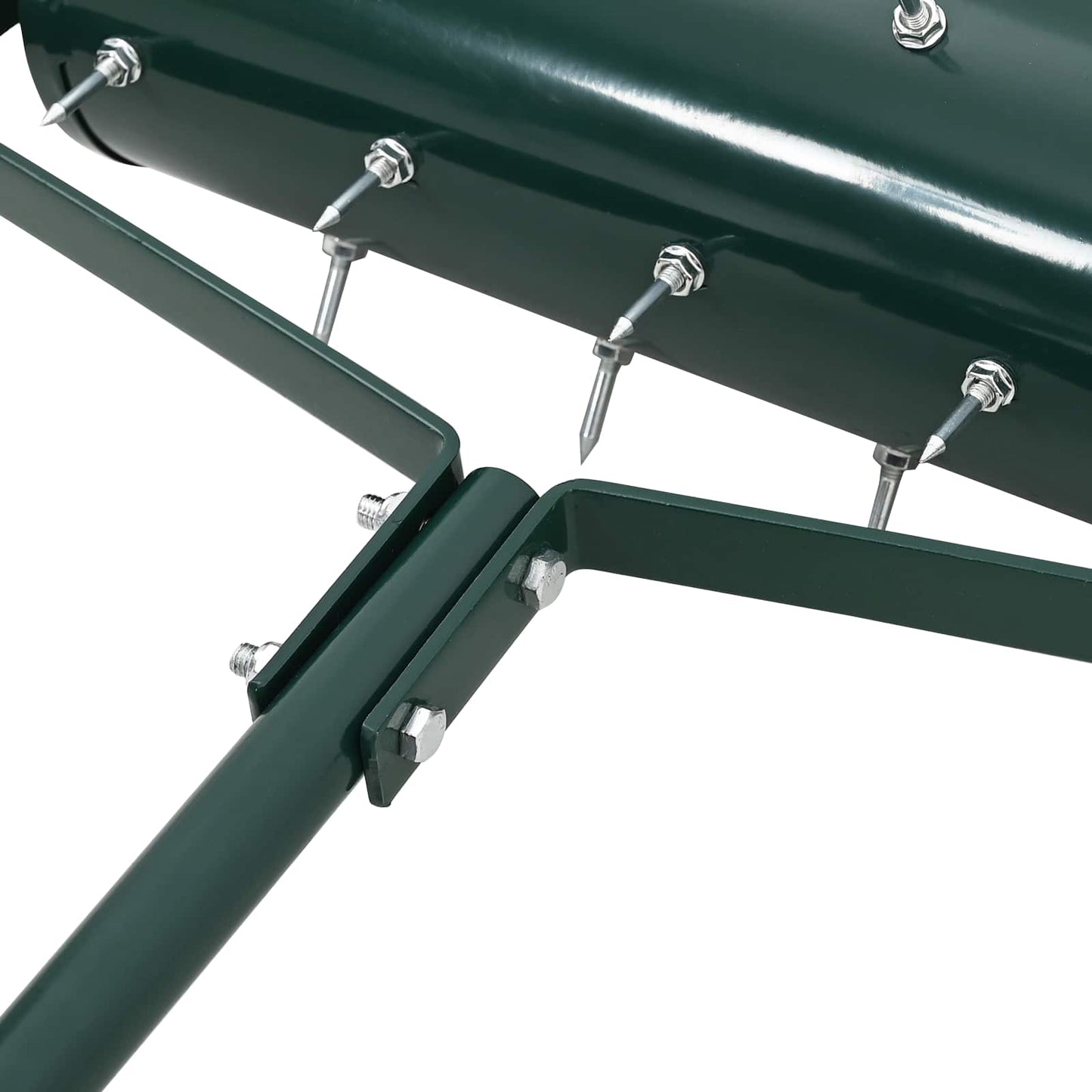 Lawn Roller Pull with Aerator Clamps Green 128 x 38 cm Steel