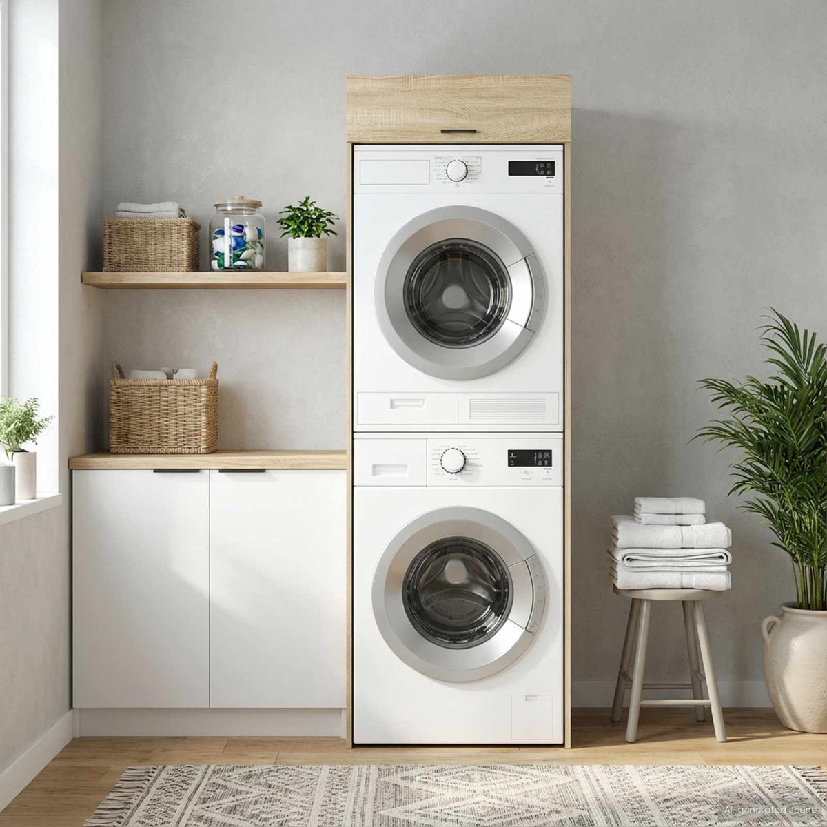 Wash Machine Cabinet with Storage Sonoma Oak 67.5 x 68 x 200 cm