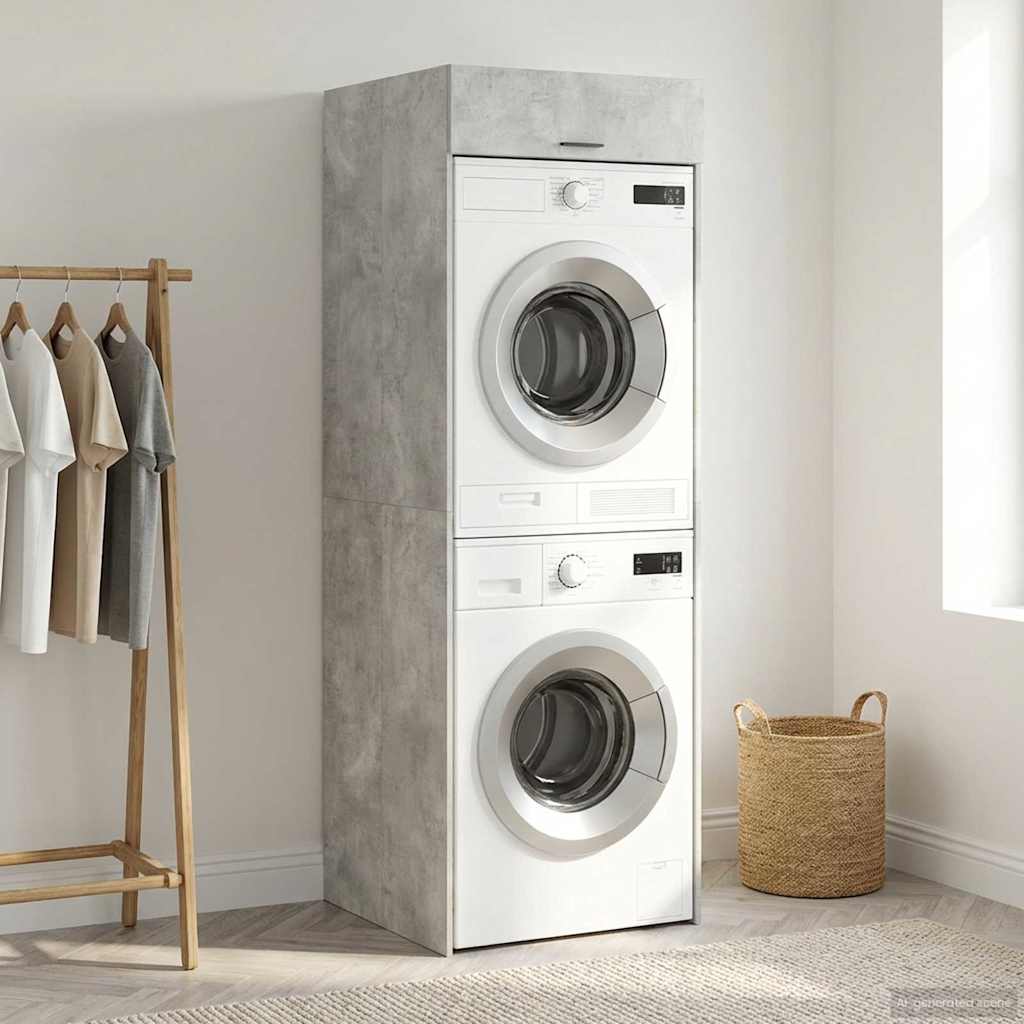 Wash Machine Cabinet Concrete Grey 67.5 x 68 x 200 cm