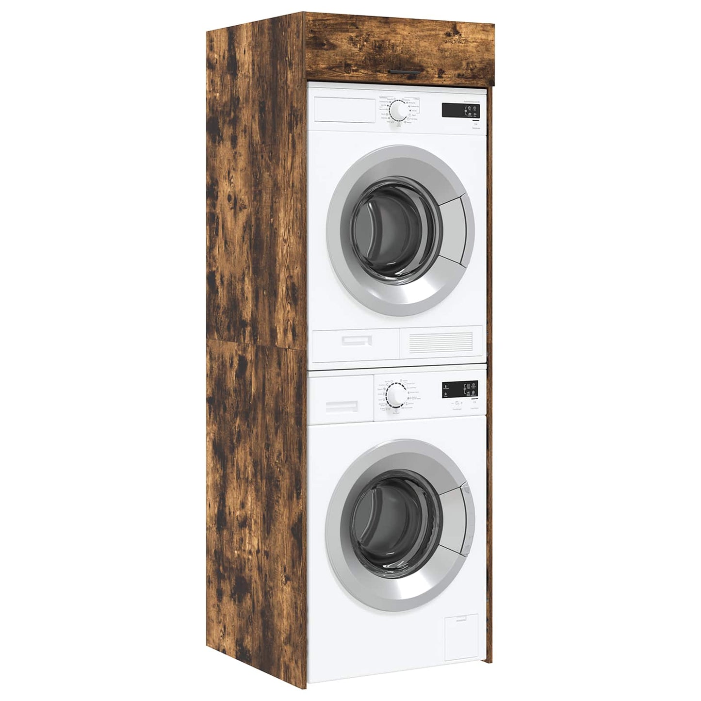 Wash Machine Cabinet with Storage Smoked Oak 67.5 x 68 x 200 cm